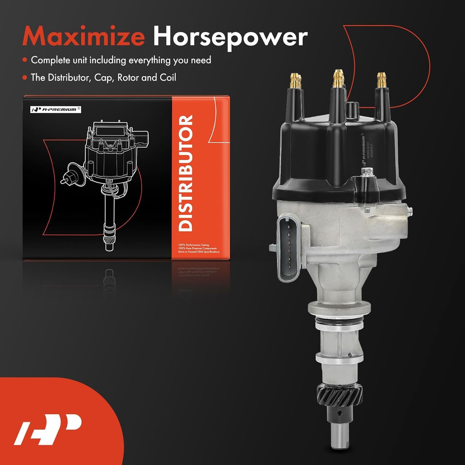 A-Premium Ignition Distributor with Cap and Rotor Compatible with Ford F-150 F-250 F-350 E-150 Econoline E-150 Econoline Club Wagon E-250 Econoline E-250 Econoline Club Wagon E-350 Econoline 1987-1991
