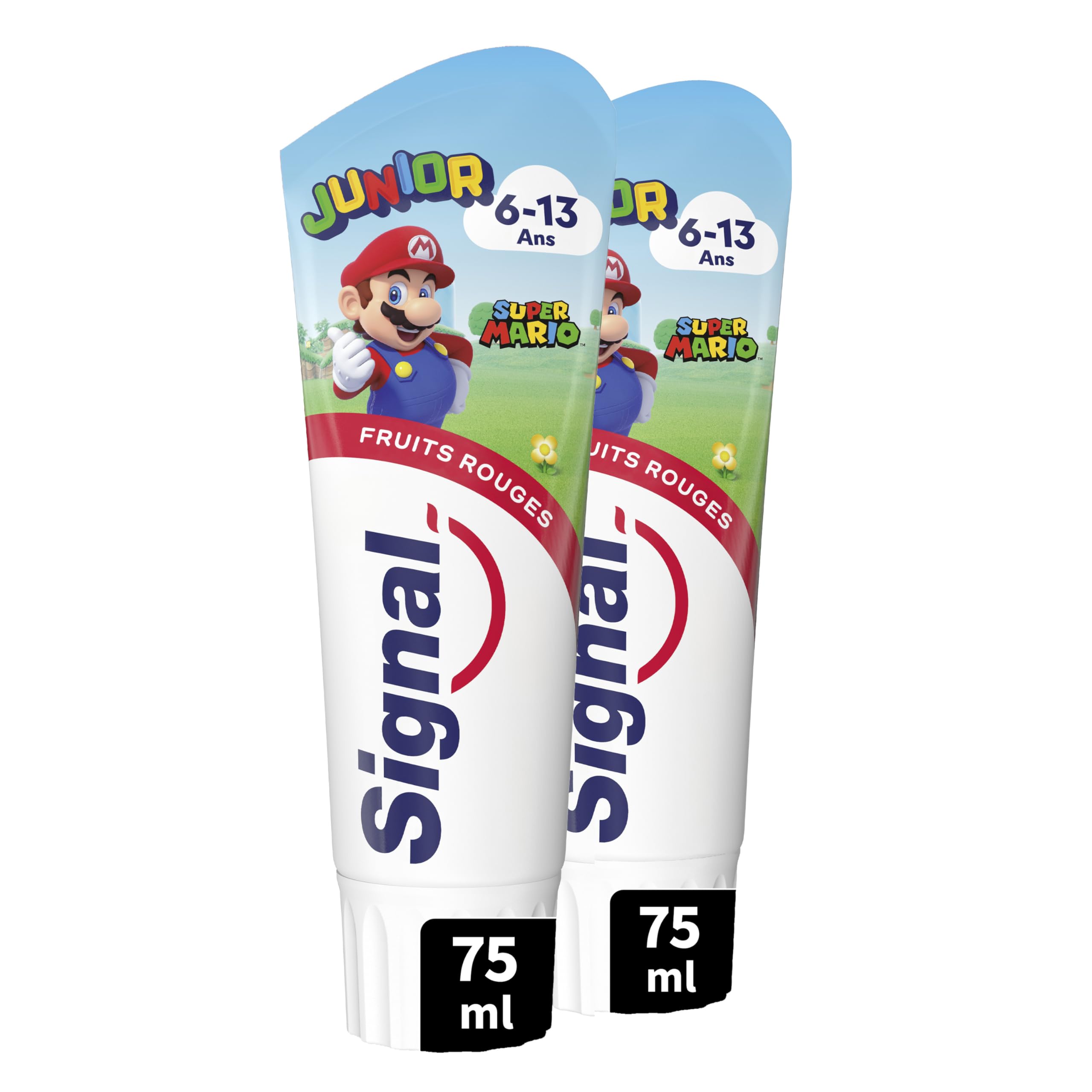 Signal Pasta de dientes Junior Super Mario frutos rojos, 6-13 años, 2 x 75 ml