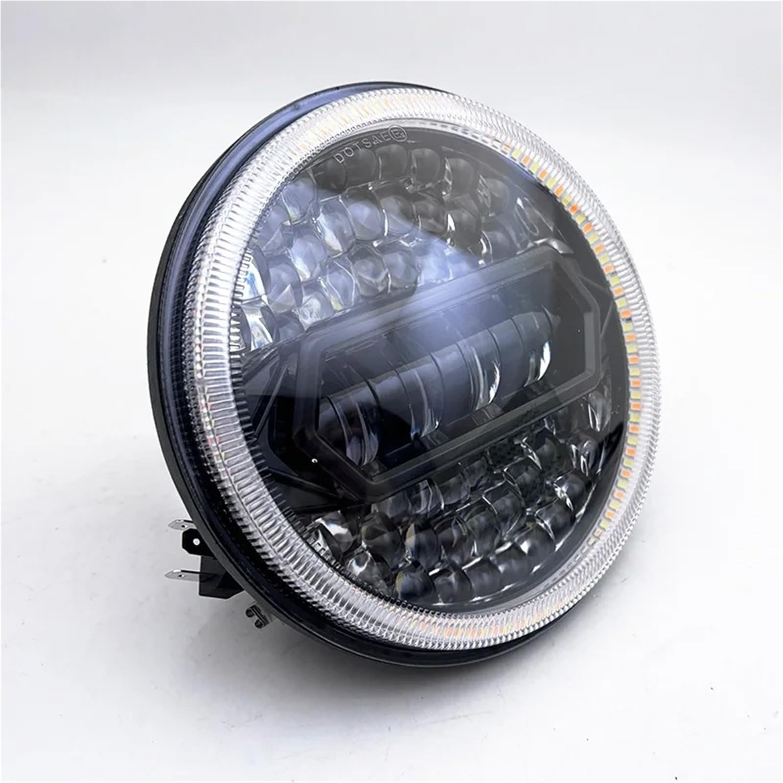 Gruppo Fari Auto Faro Anteriore A LED 7 Pollici H4 DRL Angel Eye Rotondo Giallo Bianco Indicatore Direzione Per Land Per Rover Per Defender 90 90/110 Tdci Fari Delle