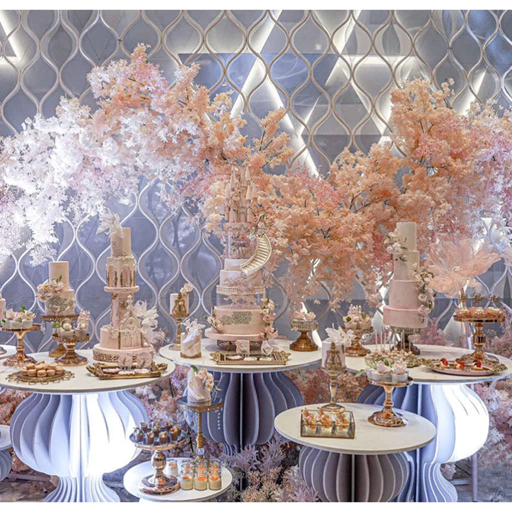Desserts Ensemble de 3 présentoirs à gâteaux en or français de 3 supports à cupcakes en métal ronds en verre, magnifiques présentoirs à desserts, ensemble de plateaux pour la fête de Noël Fruits