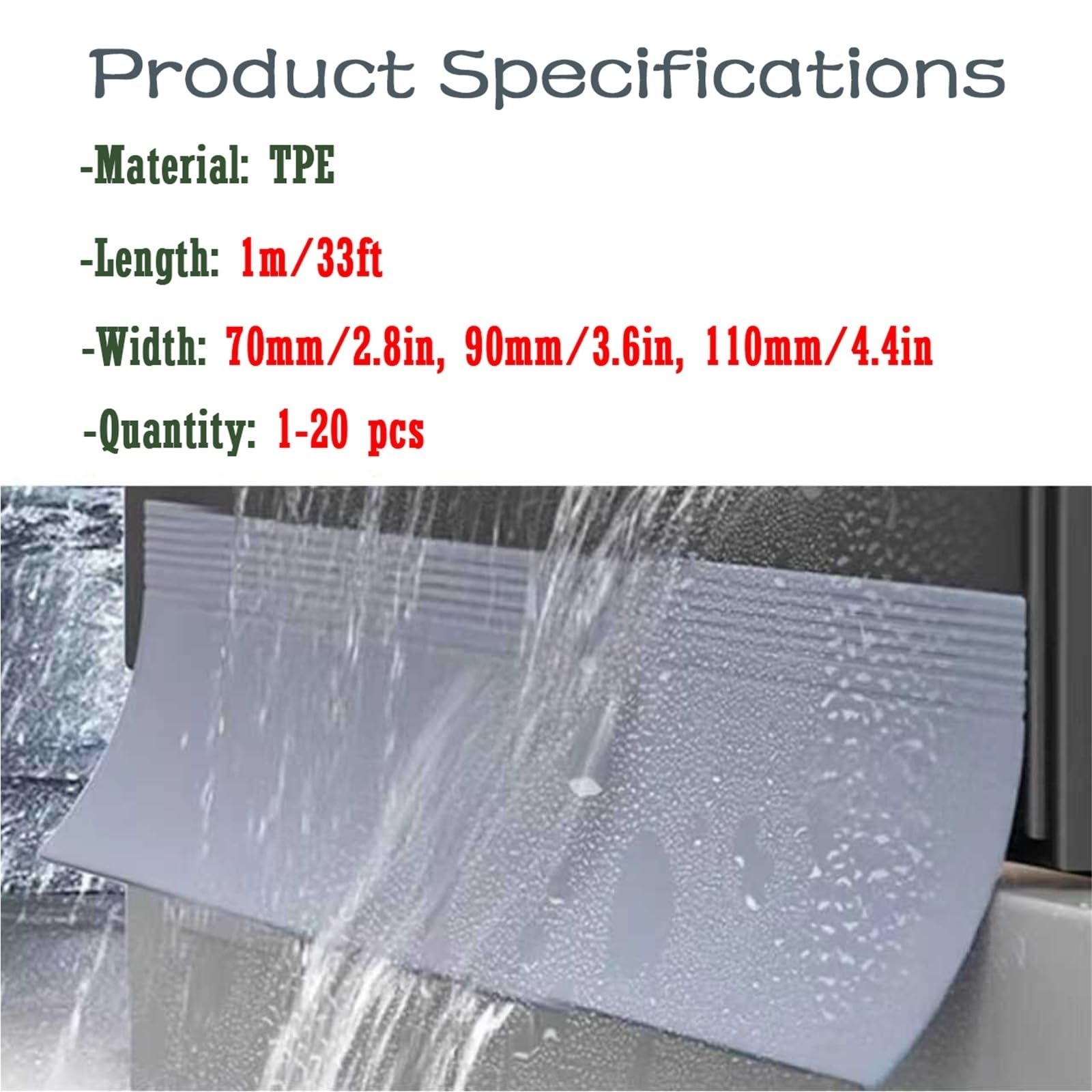 Protector Lluvia Autoadhesivo Multicolor, 70-110mm, 1-5Pz(A 3 Pcs,Width 70mm)