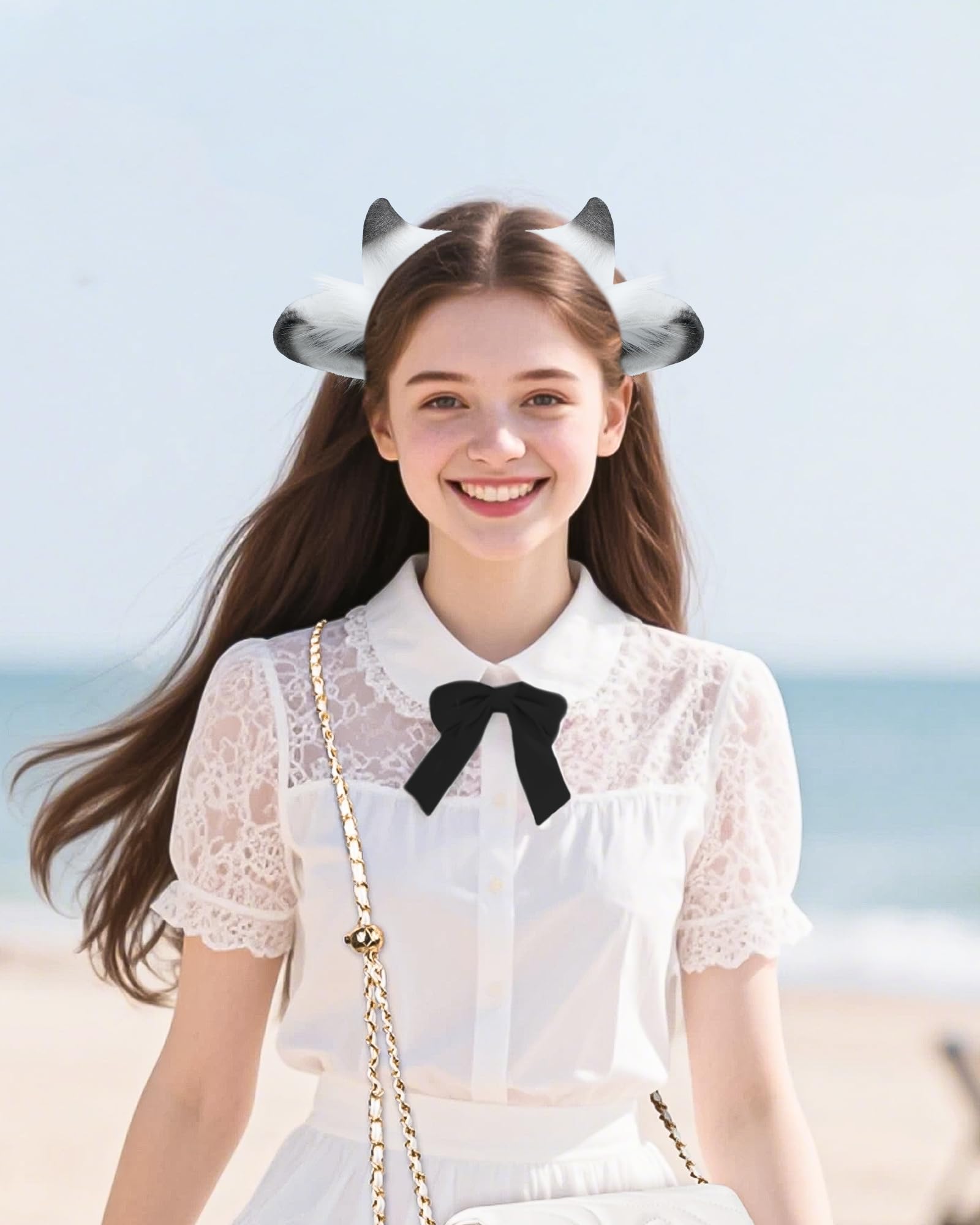 ZFKJERS Cosplay Furry Lamb Ears Headband Soft Animal Ear Hair Accessory for Halloween (Grey) - Image 4