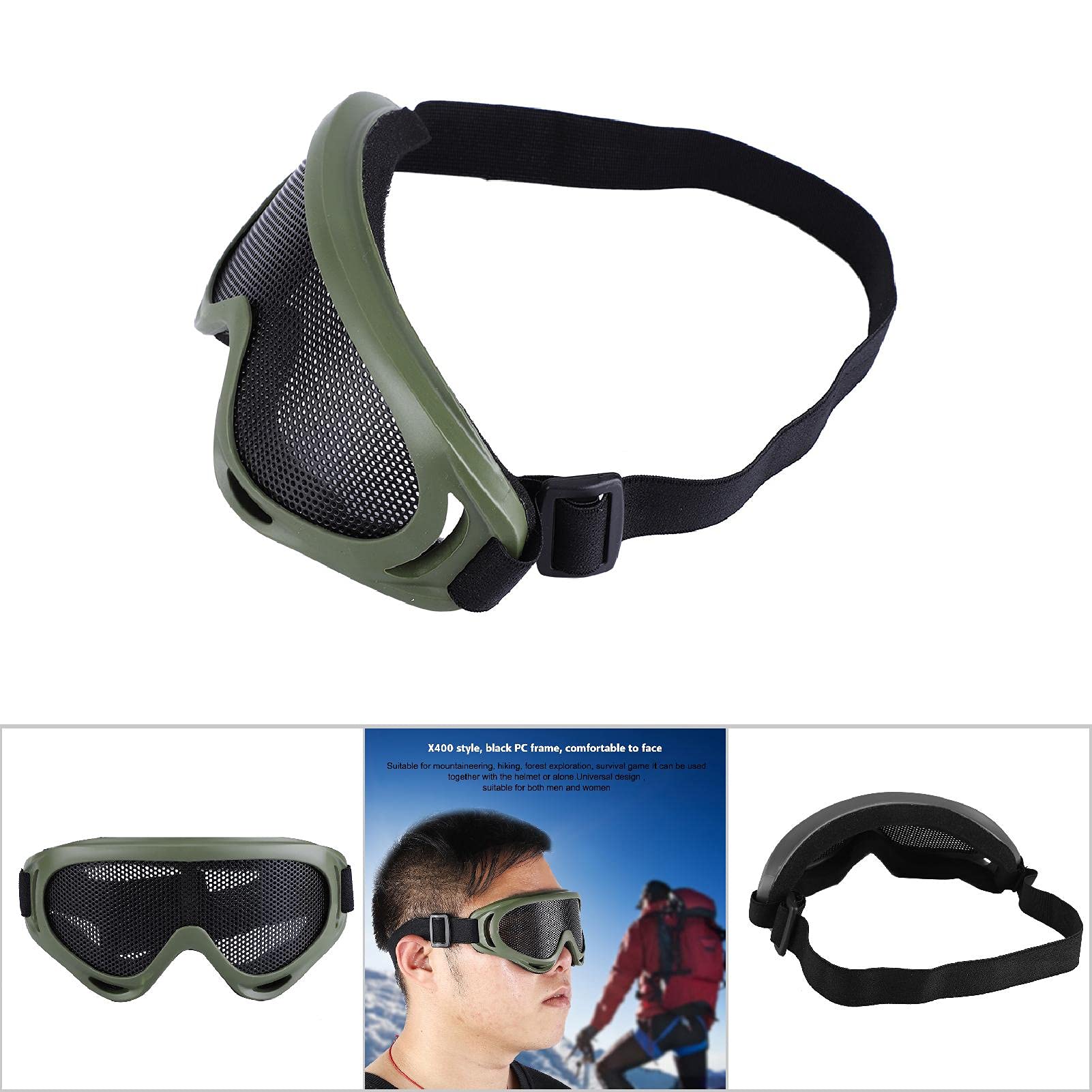 KIMISS X400 Tactics Mesh Airsoft Goggles Outdoor Protection Steel Mesh Paintball Eyewear Army Color