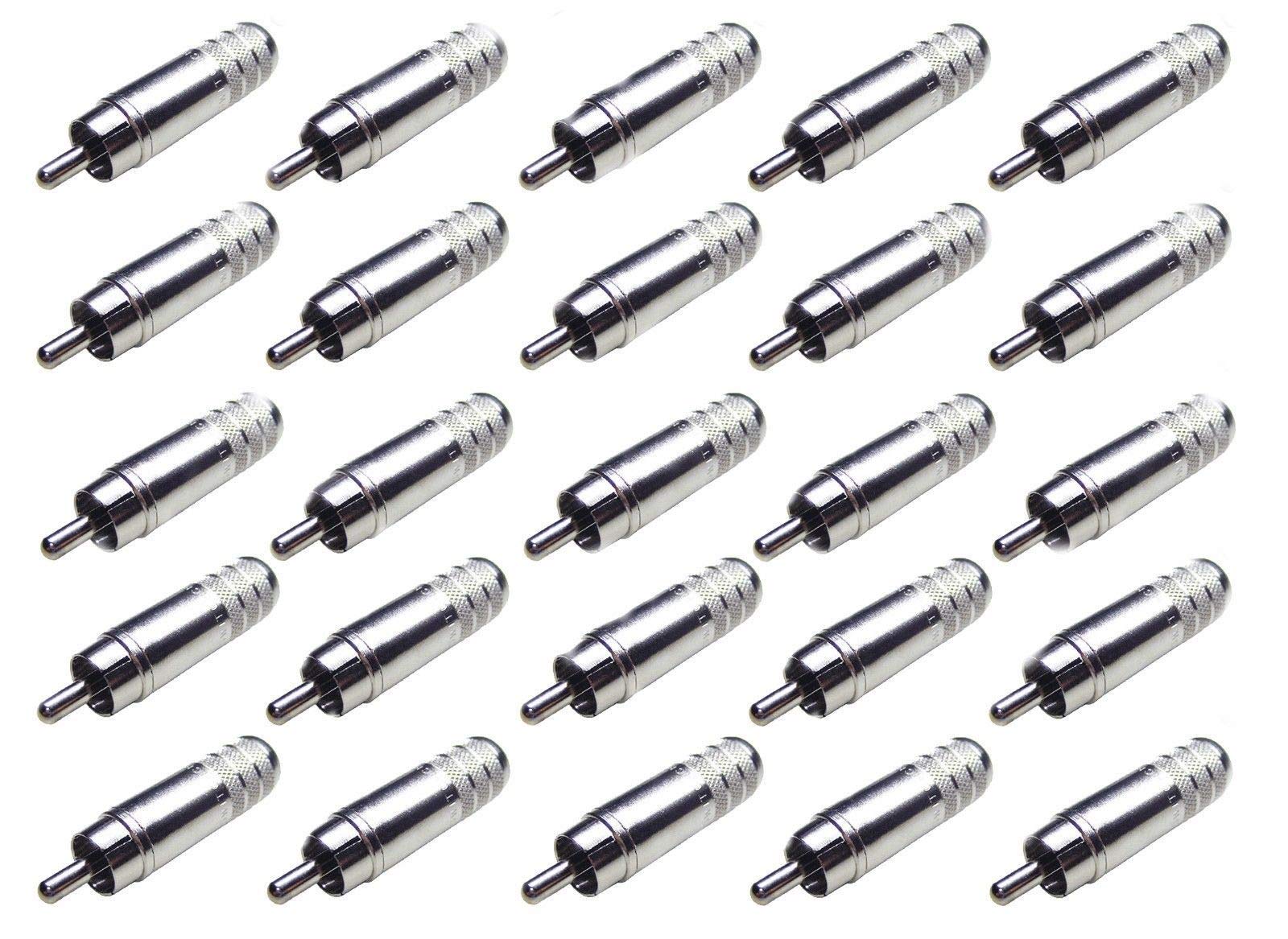 (25 Pack 3502A Long Body Cable End RCA Male with Solder Terminals