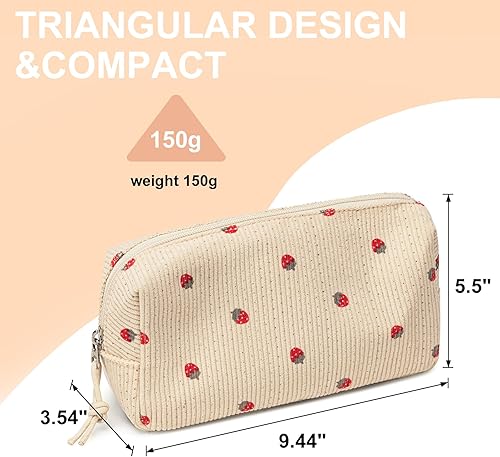 Miniatura 2 de LEDAOU Estuche para lápices para estudiantes, bolsa de maquillaje, bolsa de cosméticos de pana para mujeres y niñas, bolso de maquillaje