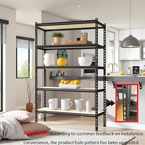 Miniatura 8 de Estantería de almacenamiento de altura ajustable, estantes de garaje resistentes, organizador de metal, 5 niveles para cocina, despensa, sótano,