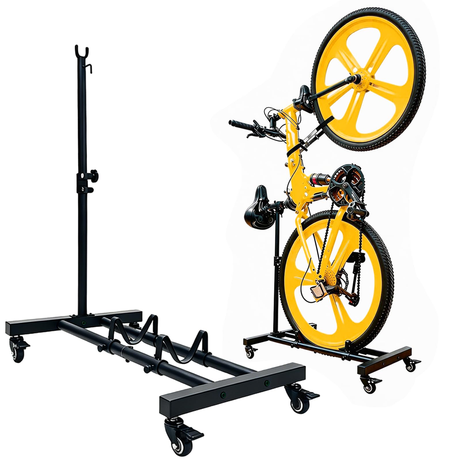 BRGD Support Vertical de Vélo avec Roues 360°, D'intérieur Autonome Capacité de Charge Jusqu'à 50kg, Compatible avec des Pneus Jusqu'à 4 Pouces