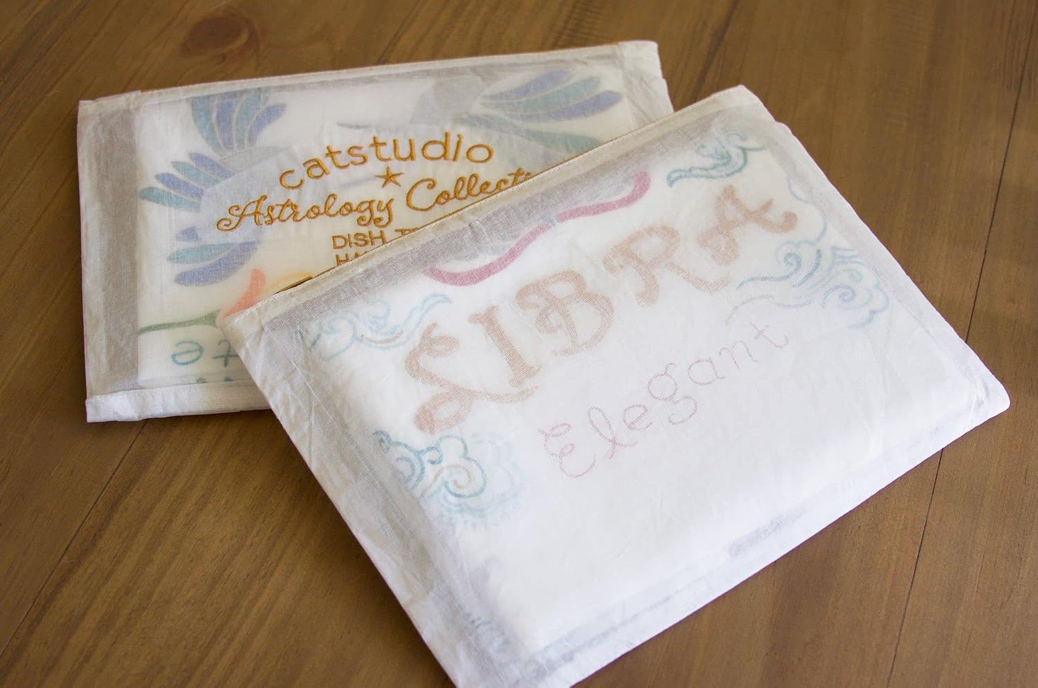 Catstudio Libra Dish Towel, Astrology Kitchen Towel with Matching Gift Pouch - Celebrate September & October Birthdays with Luxe Hand Towels Embroidered with Libra Zodiac Signs