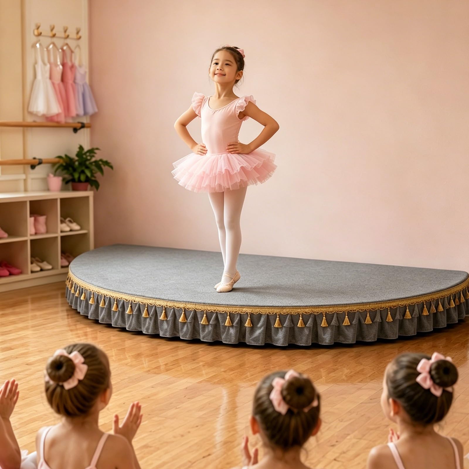 Palco portatile, mini palco per spettacoli e concerti per bambini, include grembiule di protezione, elevata capacità di carico per esibizioni corali, eventi scolastici(Gray A,47.2x23.6in)