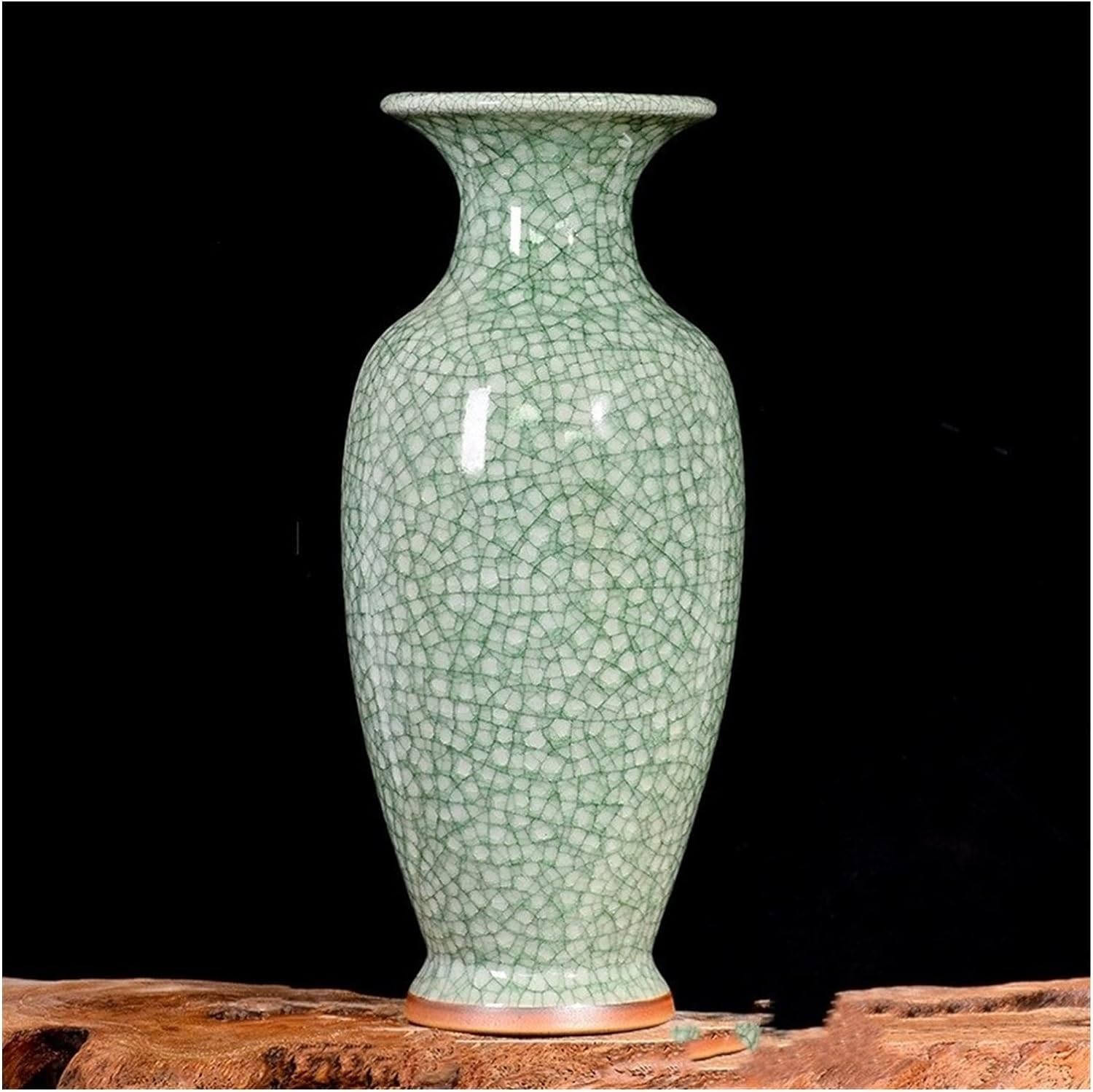 Vase Desktop Chinese Antique Cracked Jun Porcelain Vases Modern Ice Crack Ceramic Vase Ornament Tall Floor for Living Room Decor(G)