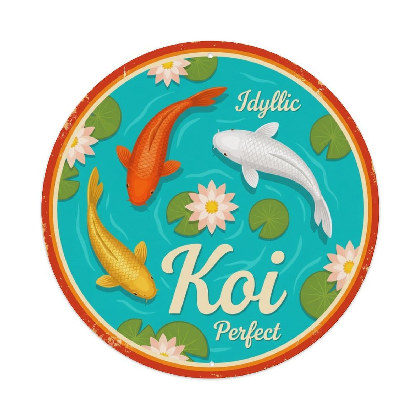 Metal Tin Sign Koi Fish Mesmerizing Retro Japanese Vintage