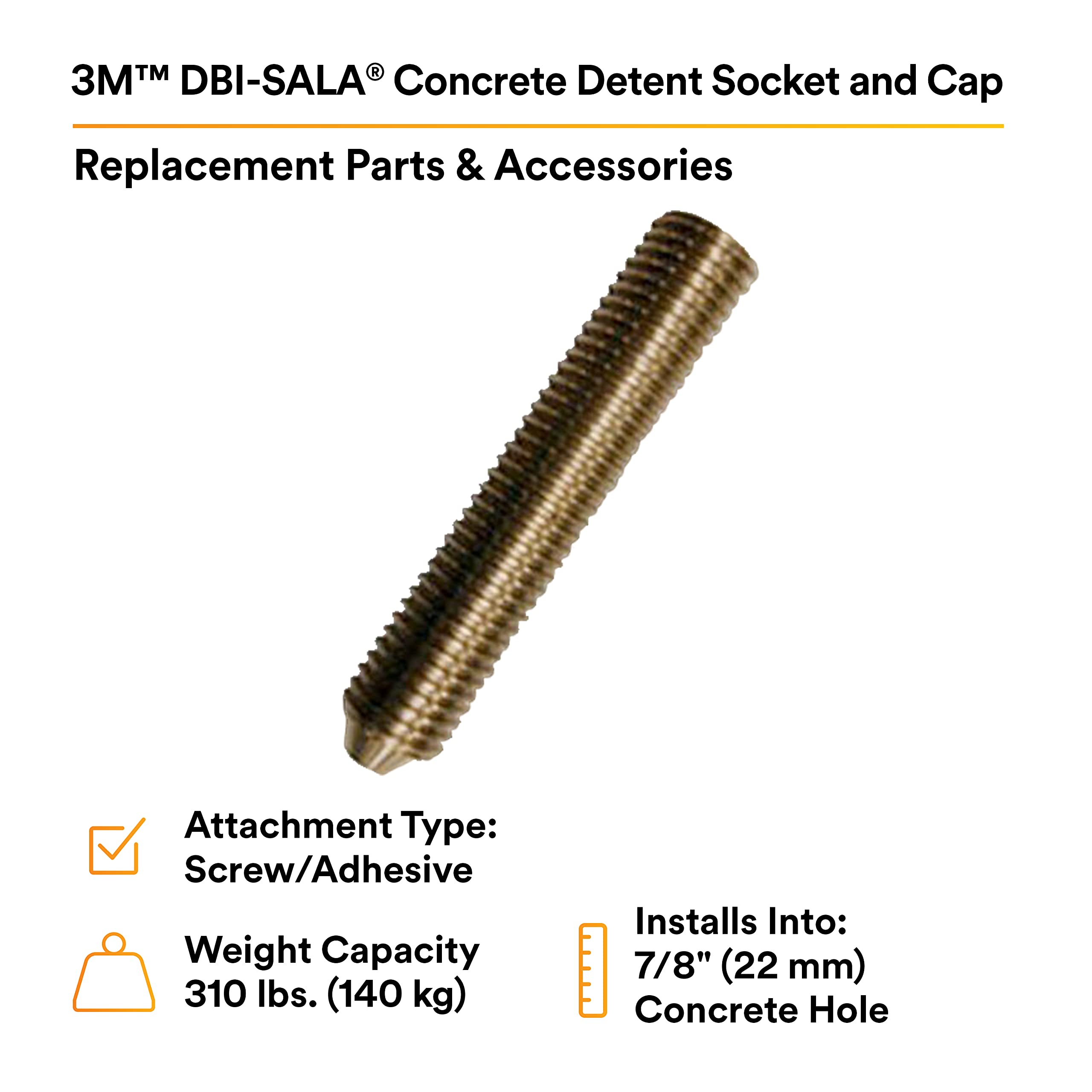 3M DBI-SALA 2101000 - Conector de anclaje para hormigón y tapa para uso con alfiler de detención, color plateado