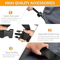 Vista 5 de Funda para mesa redonda para exteriores, 600D, resistente, 100% impermeable, para mesa redonda de patio, fundas redondas para muebles de mesa