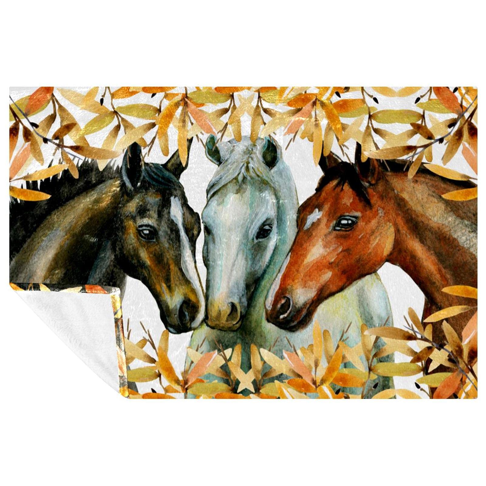 Couverture douce et chaude motif équestre 150x100 cm au fini soyeux haut de gamme