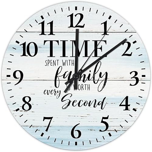 Miniatura 8 de Reloj de pared El tiempo que pasa con la familia vale cada segundo, reloj de pared moderno, funciona con pilas, silencioso, sin tictac, números