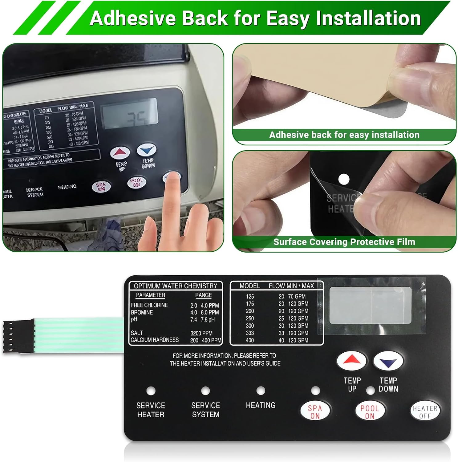 42002-0007S Control Board Kit for Pentair MasterTemp 400/300/250 & Sta-Rite Max-E-Therm SR400/SR333/SR200 Pool Heaters - Replacement for 461105, Includes 472610Z Switch Membrane Pad