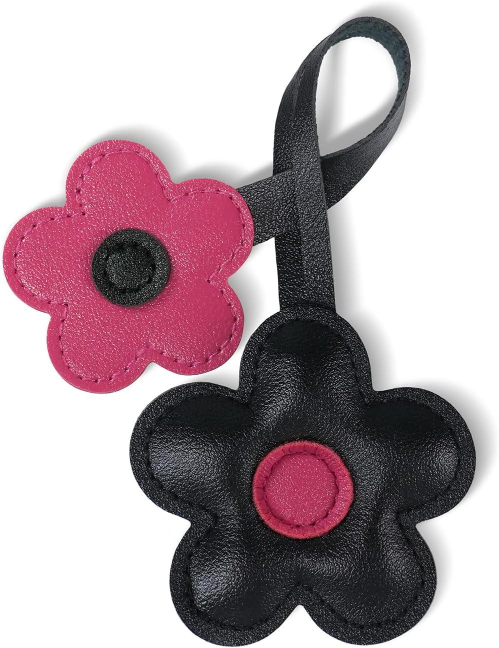 Fmeida Floral Bag Charms PU Leather Keychain for Women Cute Flower Keychain Accories for Handbag,Purse,Backpack