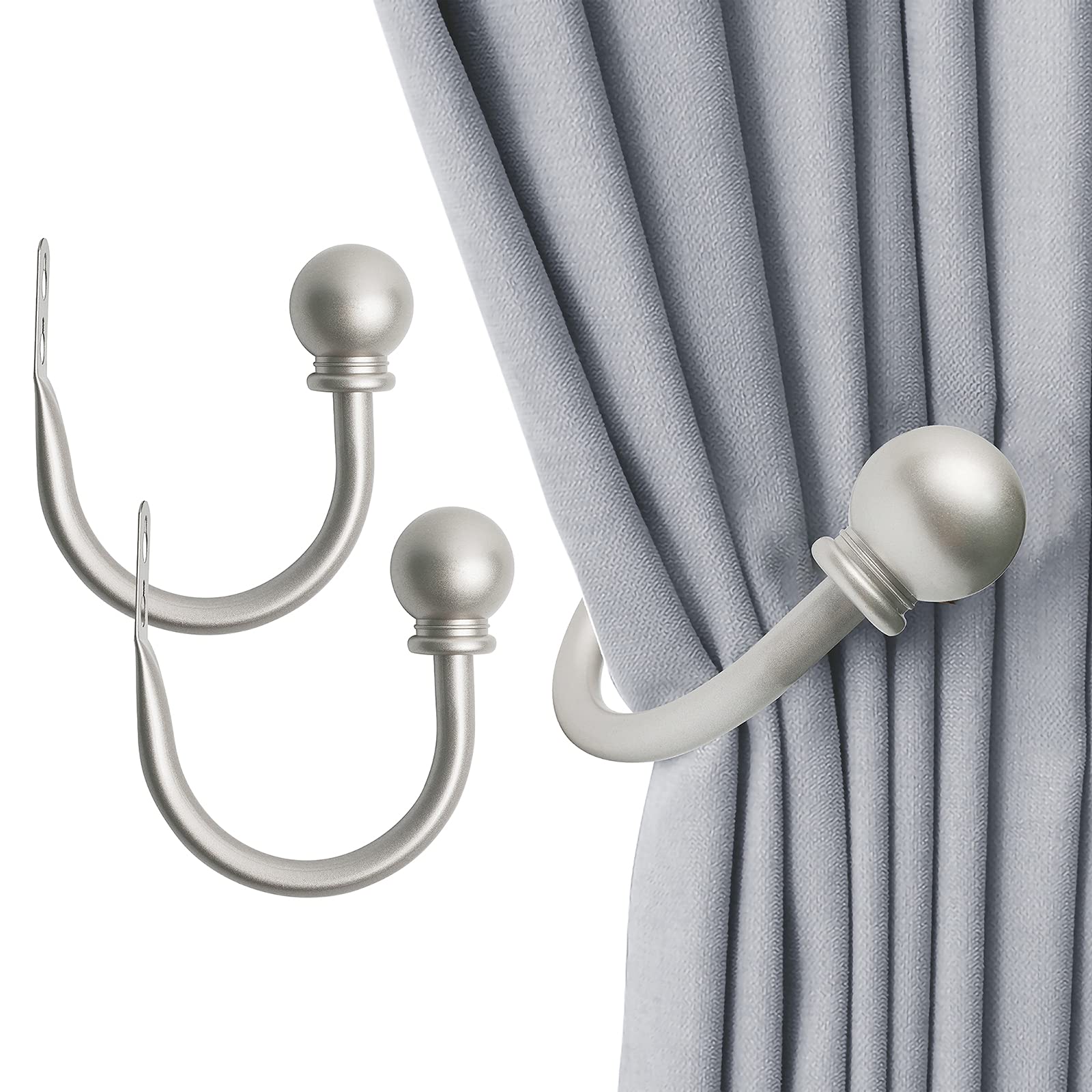 Amazon.com: HOMIYO Curtain Hooks for Drapes, 2 Pack Cutain Holders Wall ...
