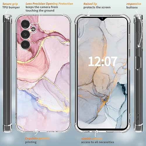 Miniatura 5 de CLATUK - Funda para Samsung Galaxy A14 5G con protector de pantalla, mármol delgado + protección anticaídas a prueba de golpes TPU suave para mujer,