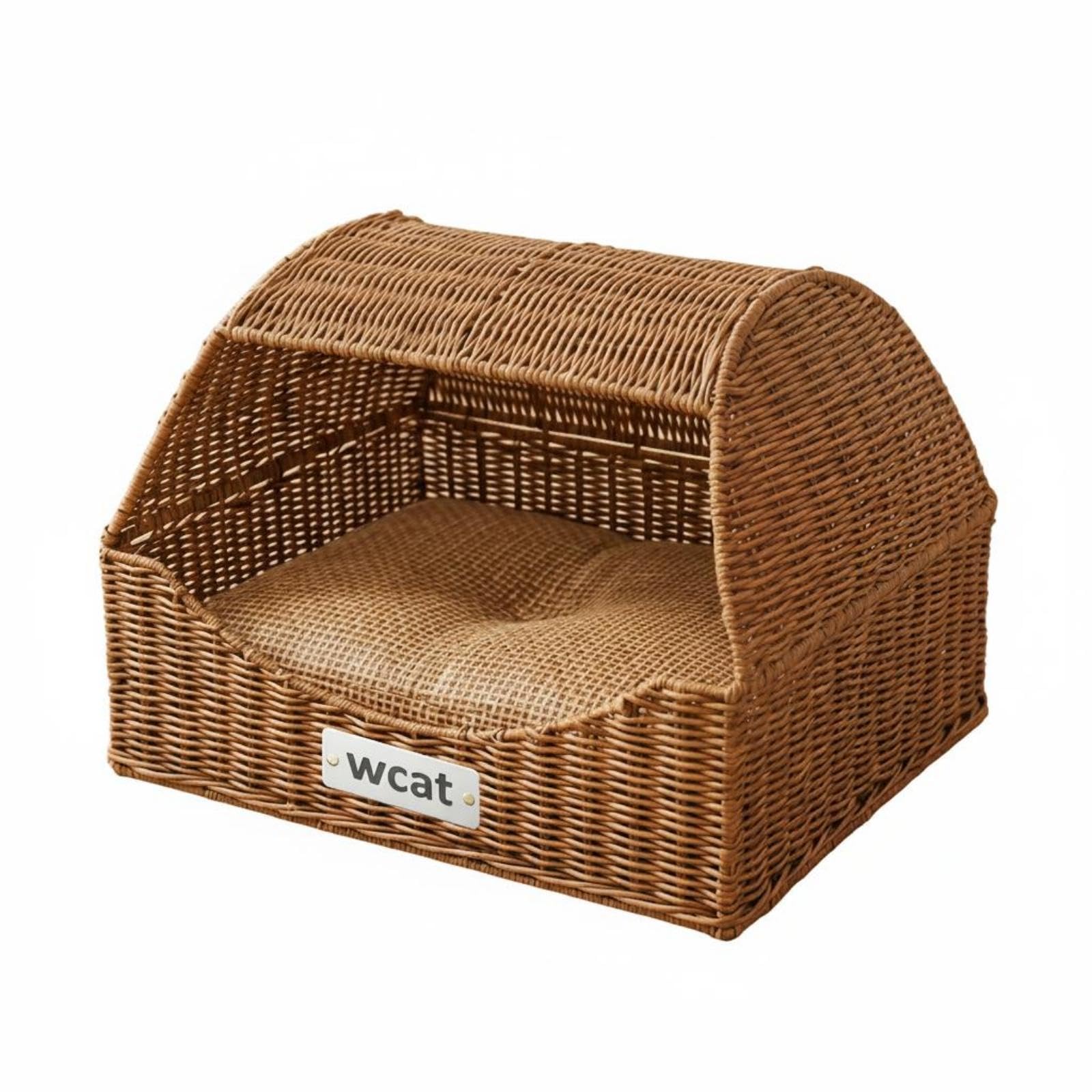Drawer Pet Resting Model Bed 2 Way Use Semi Enclosed Cat Bed Breathable Wicker Cat House for Cats, Small Dogs, Summer, Indoor L-image-43