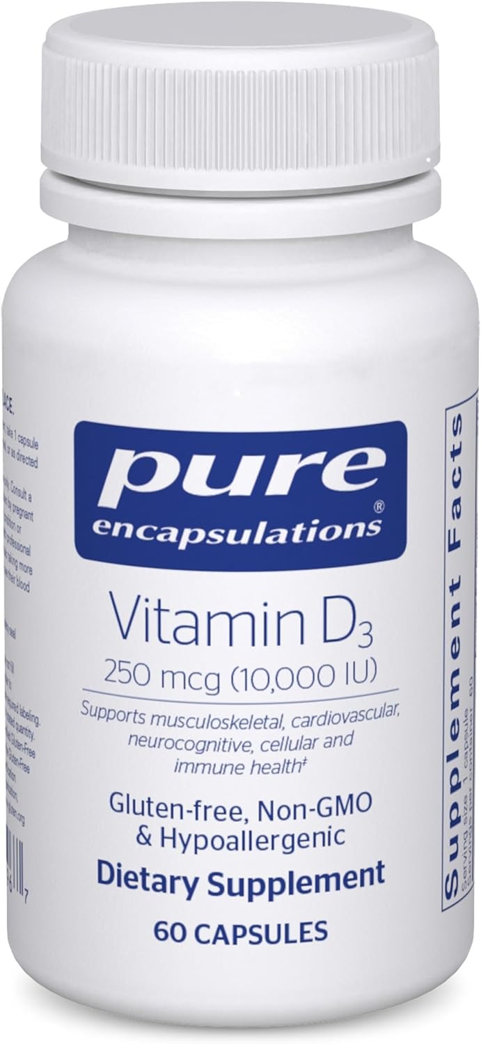Pure Encapsulations Vitamin D3 250 mcg (10,000 IU) - Supplement to Support Bone, Joint, Breast, Heart, Colon & Immune Health - with Premium Vitamin D - 120 Capsules