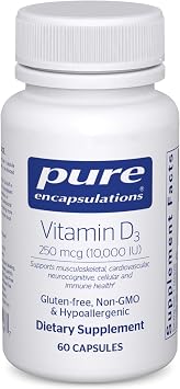 Pure Encapsulations Vitamin D3 250 mcg (10,000 IU) - Supplement to Support Bone, Joint, Breast, Heart, Colon & Immune Health* - with Premium Vitamin D - 60 Capsules