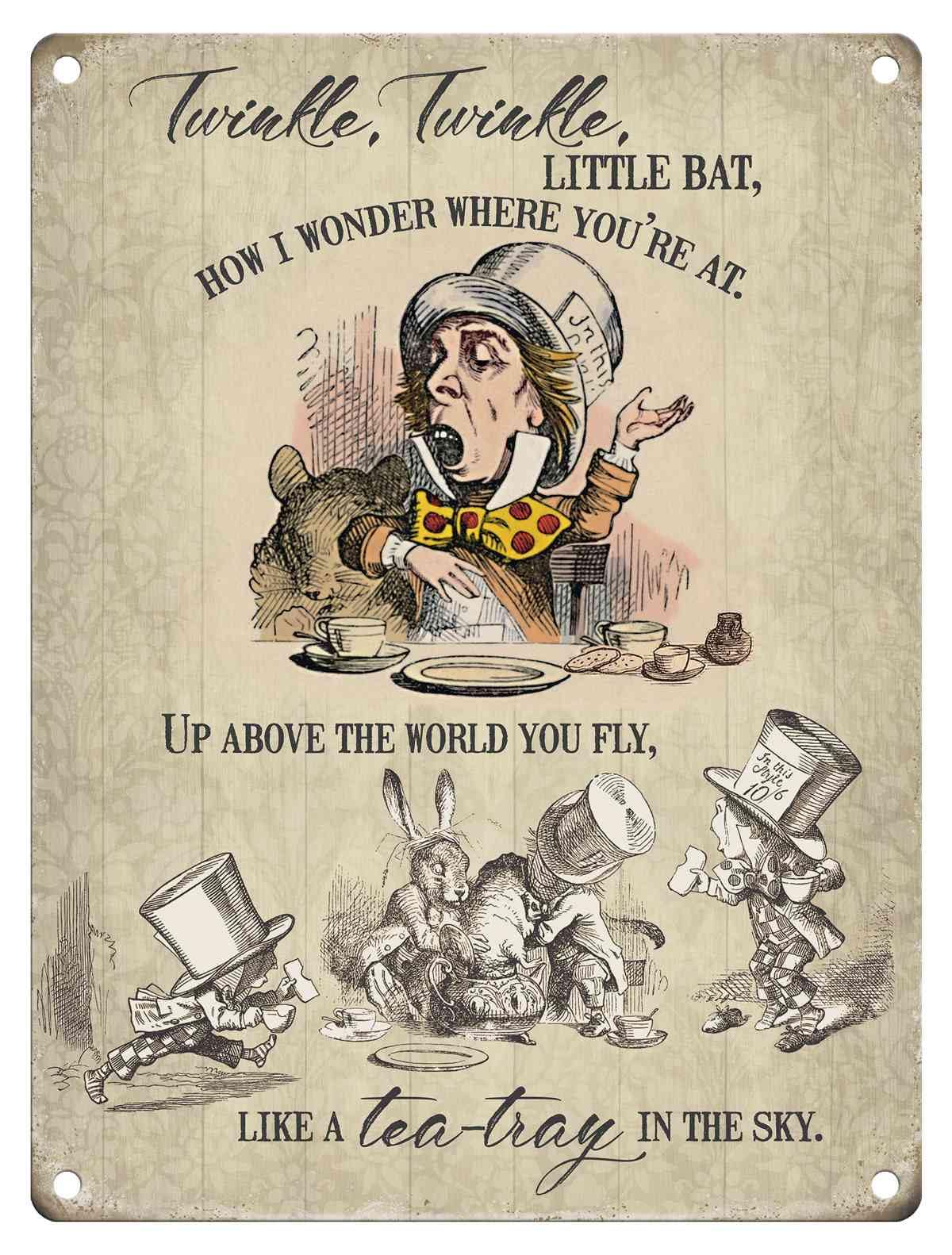 Small (150 x 200mm) Metal Sign - Alice in Wonderland (Twinkle Twinkle)