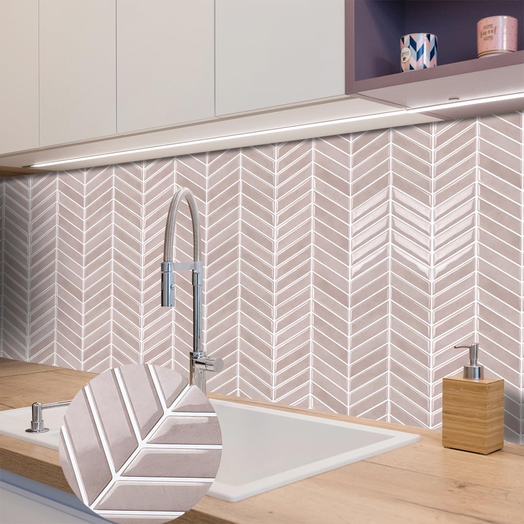 Alwayspon Tegelsticker, saliegroene steen, zelfklevende plaktegels, sticker voor badkamer, keuken, spatwand, folie losmaken en aanbrengen, wandtegelsticker van vinyl, 25 stuks x 15 cm