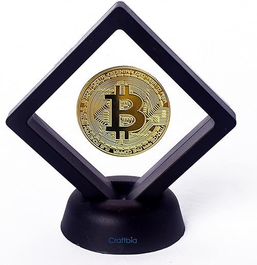 Craftbia® Bitcoin Coin with Display Item Case, Cryptocurrency Coin, in Protective Case As Well As Stand,Perfect for Home or Office Decoration| BTC…