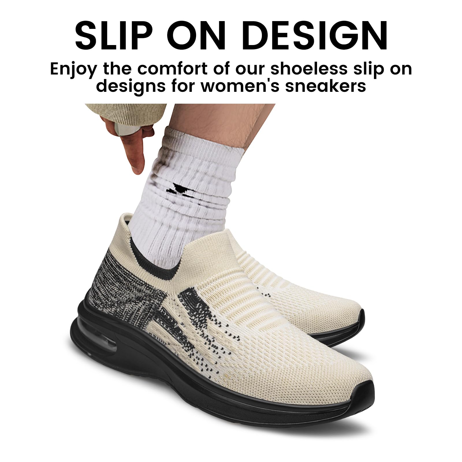 Raoendis Chaussures de Sport Course Slip on Sneakers avec Amorti pour Travail Jogging Outdoor