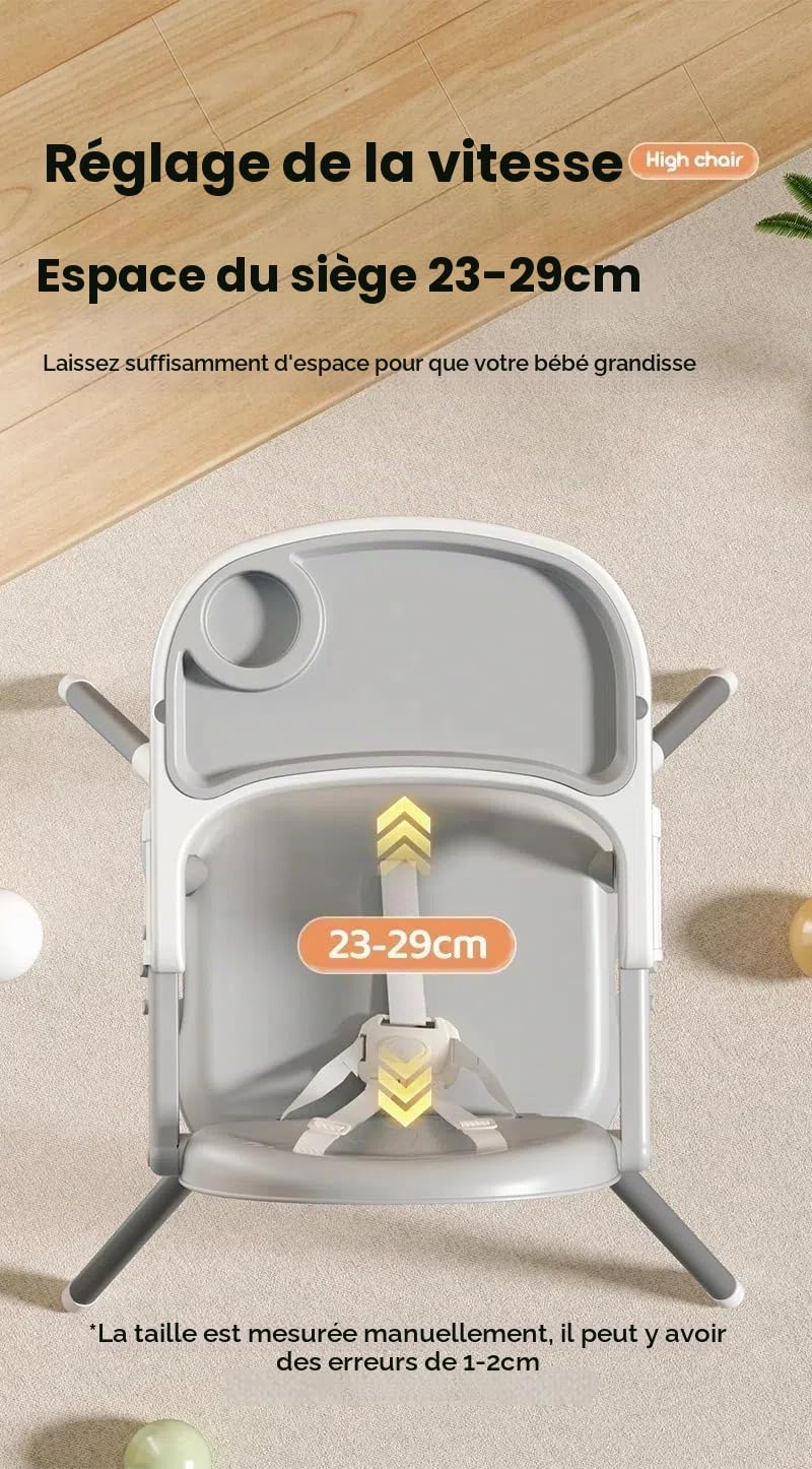 MoLi Chaise Haute Bébé avec Trois Modes, Chaise Haute pour Bébés et Tout-petits, Réglable et Facile à Plier Chaises Hautes, Chaises Bébé avec Pédale Antidérapante (8123 Grey)