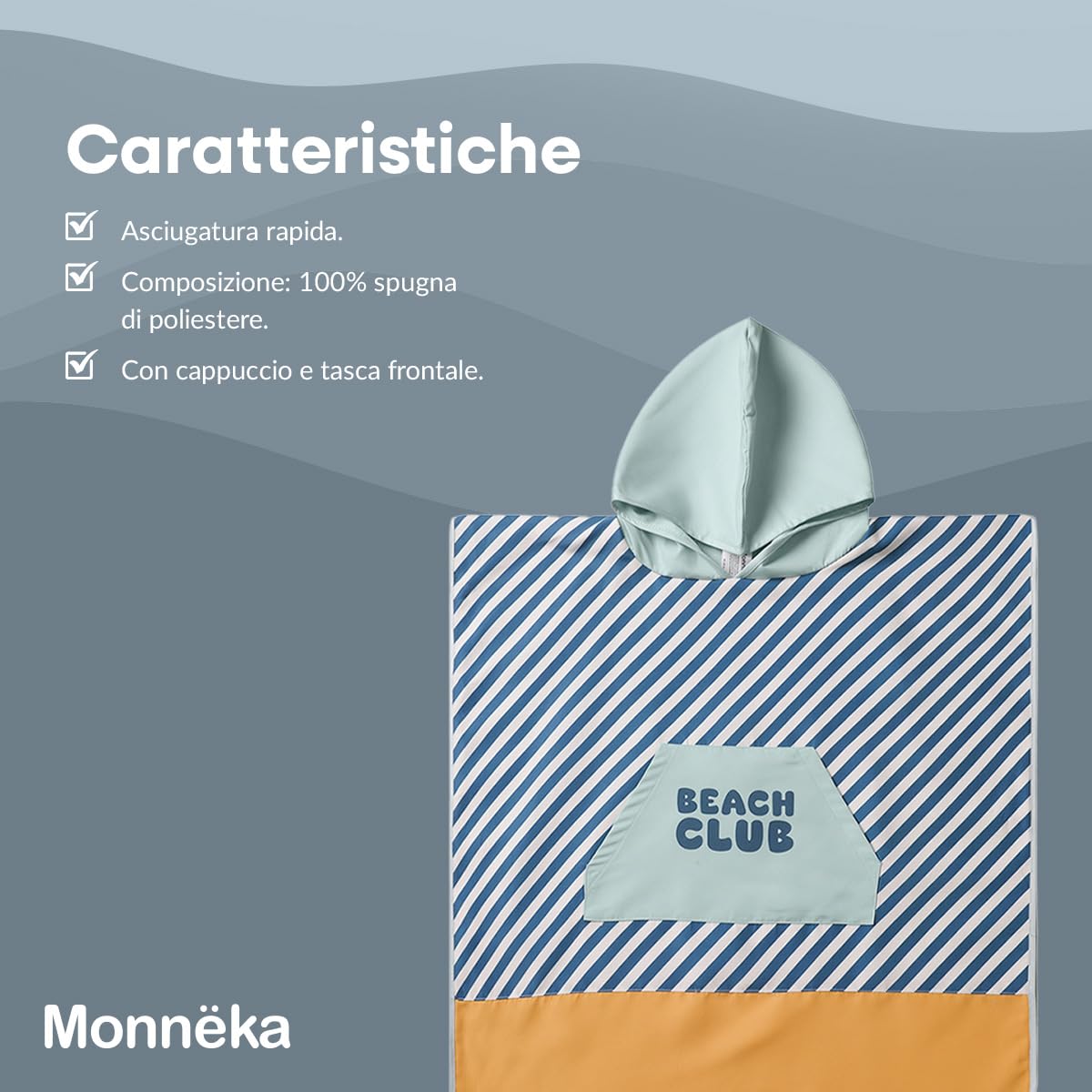 Poncho da Bagno con Cappuccio per Bambini | Asciugamano Assorbente, Asciugatura Rapida in Tessuto Morbido | Leggero e Confortevole | Spiaggia, Piscina o Casa | Blues & Beyond 1 a 3 anni