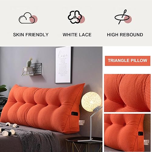 Miniatura 3 de Almohada triangular de cuña, respaldo de cabecera de vellón, cojín grande para reposo en cama, almohadas de lectura, almohada de apoyo de