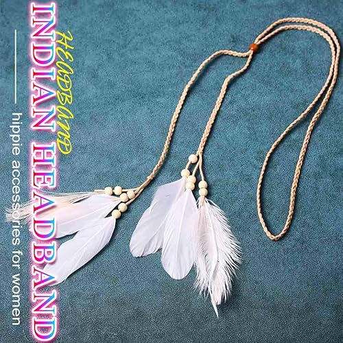 Miniatura 6 de Nicute Diademas de plumas bohemias para tocados disfraces de festivales accesorios para el cabello para mujeres y niñas negro