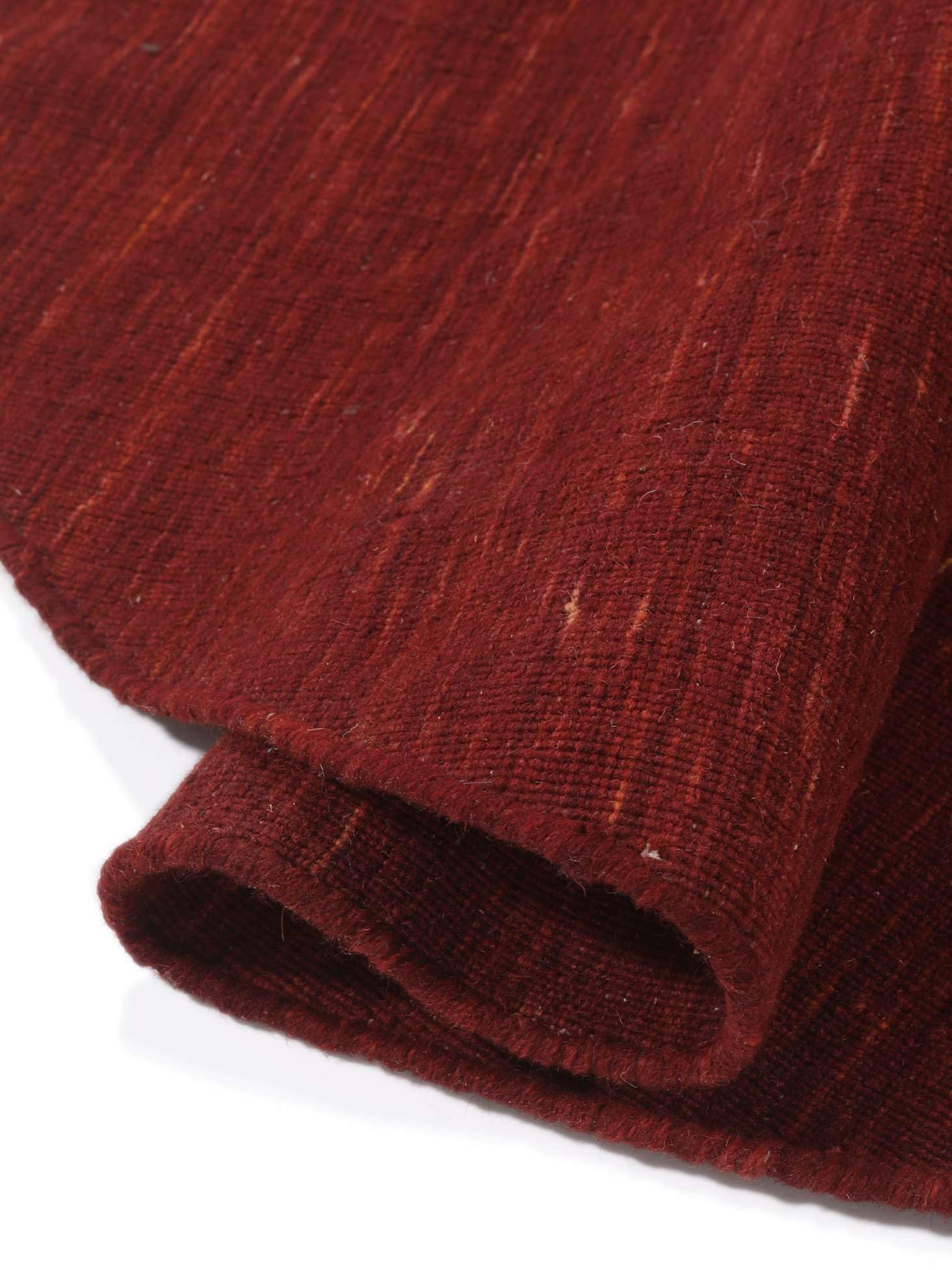RugVista Handloom flat Tappeto, Ø 250 cm, Scuro Rosso | Kilim, Rotonda, Pelo corto, Lavabile solo a secco, Soggiorno, Sala da pranzo, Camera da letto