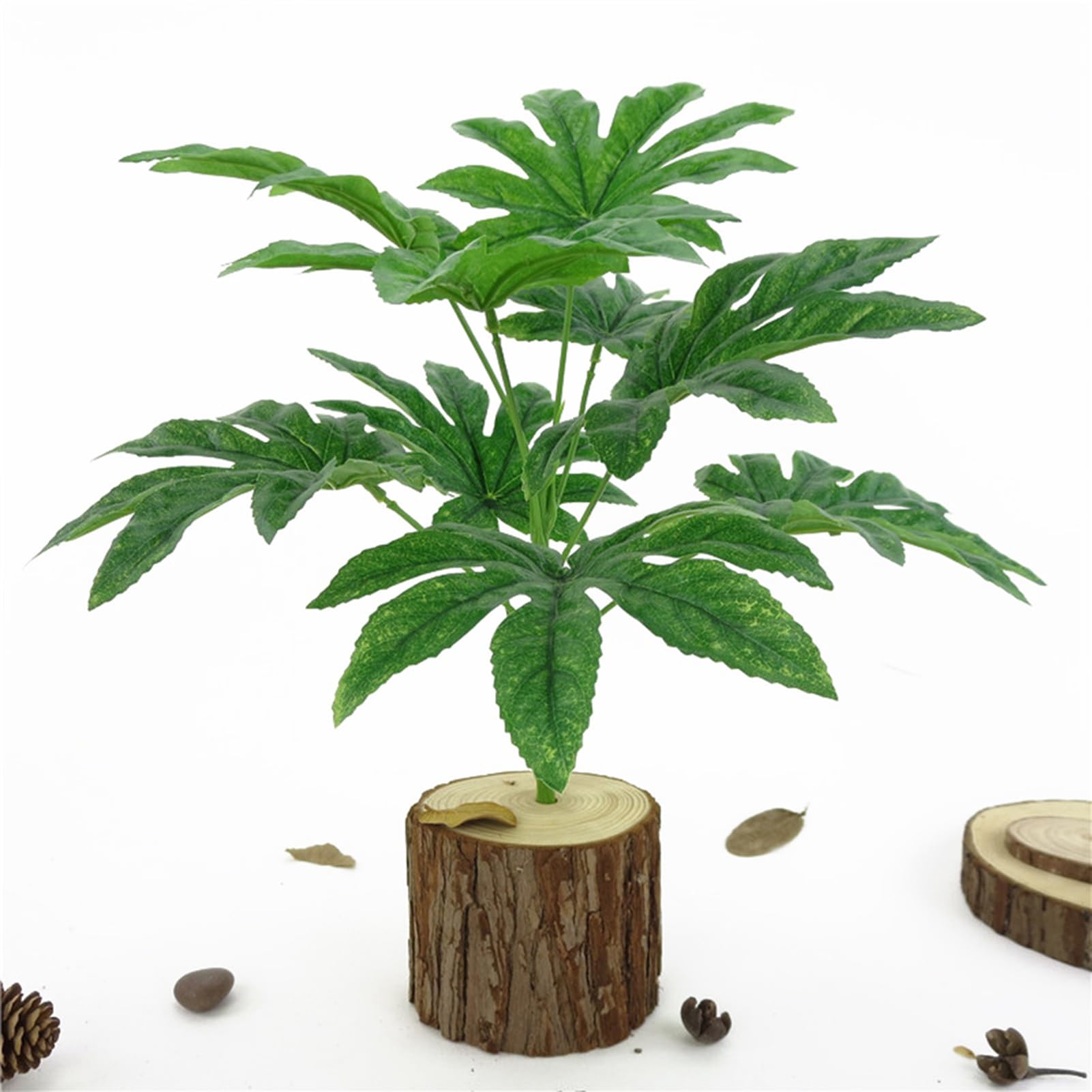 Amazon｜Libcflcc 造花 9葉/1個 人工緑植物 ヤツデの葉