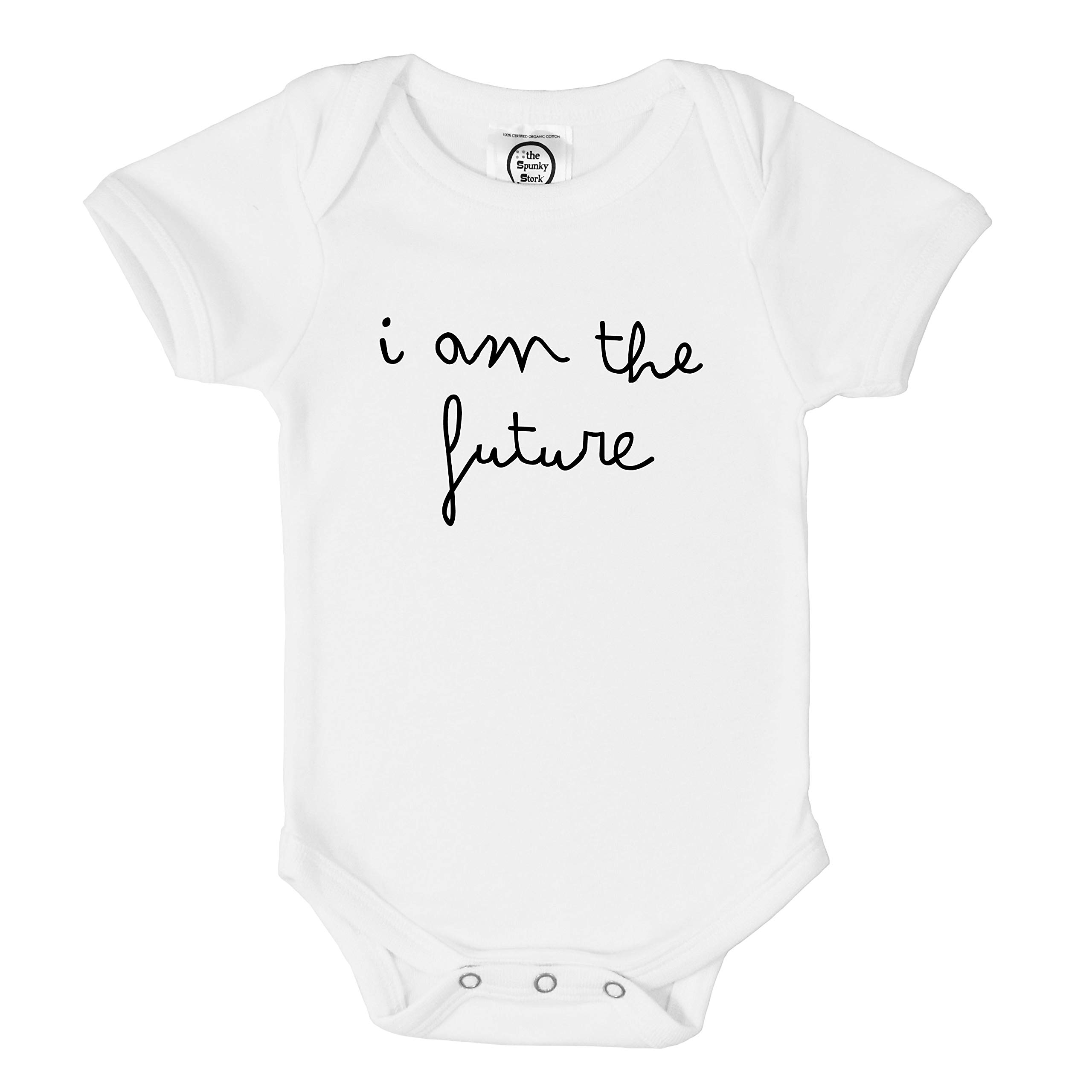 The Spunky Stork Unisex Baby Boys Girls I Am The Future Organic Newborn Bodysuit, White, 3-6 Months