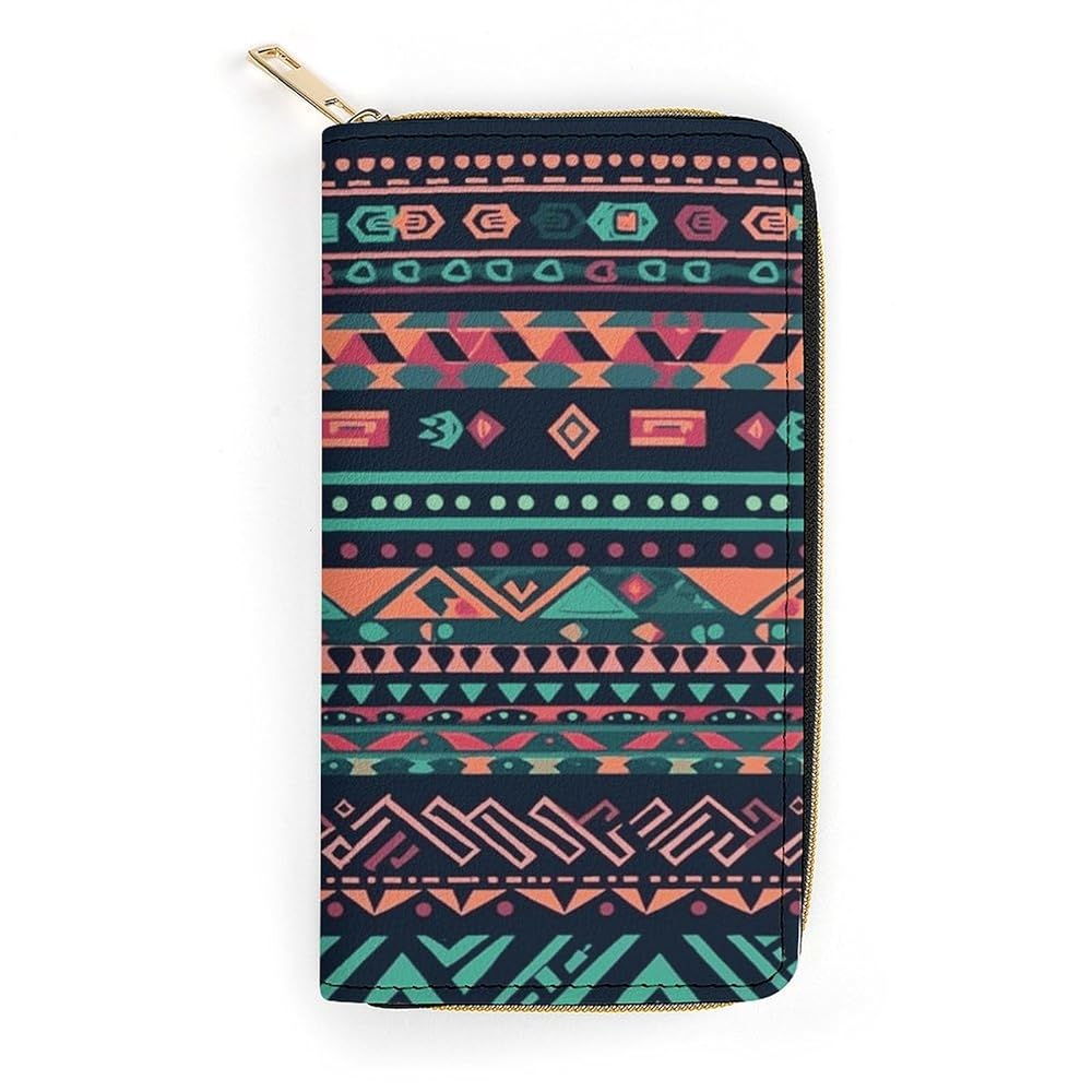 Amazon.com: QWNMD Leather Wallets for Women Colorful Aztec