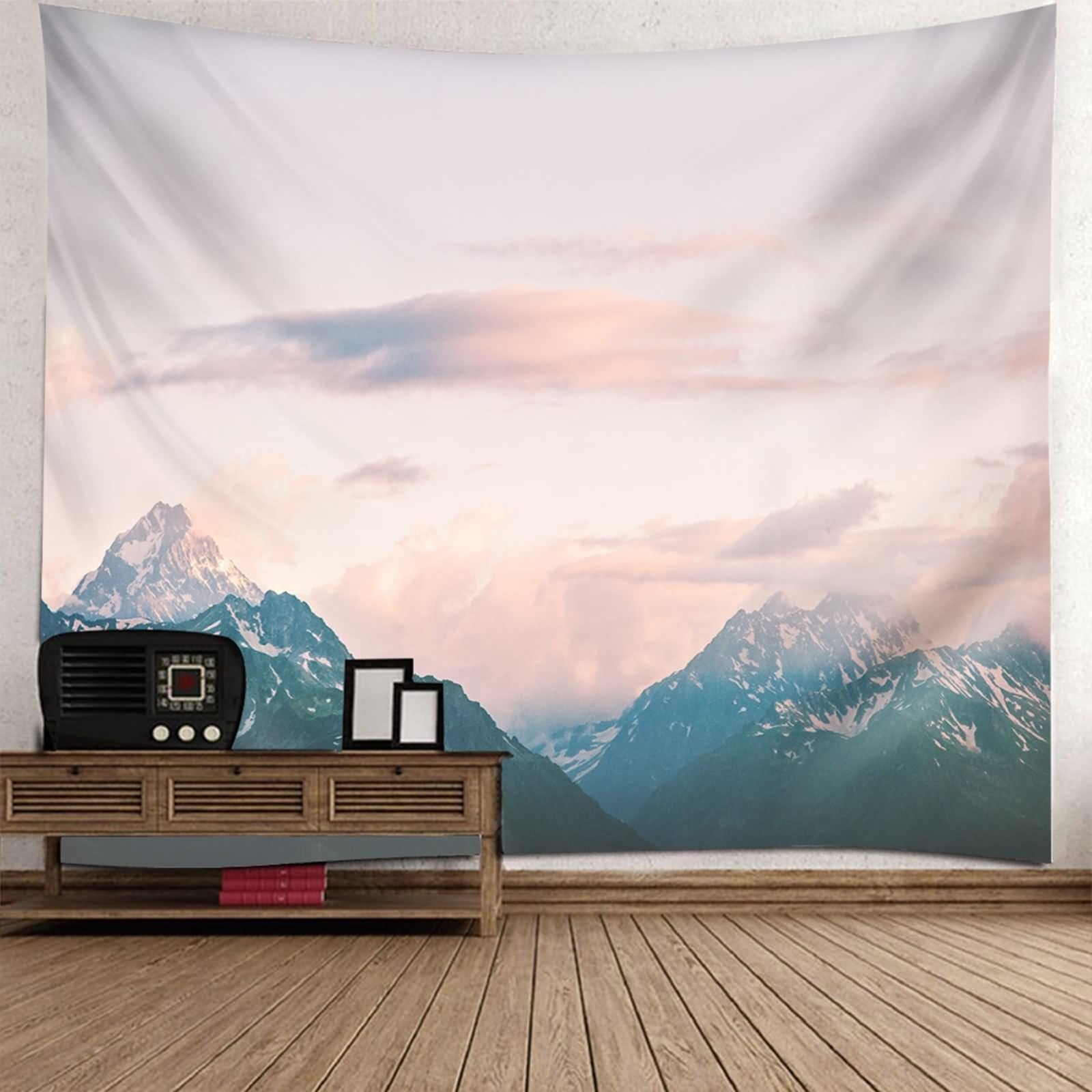 Tapestry Wall Aotiwe Tissu Finition Soignée Graphisme Noir et Gris - 6