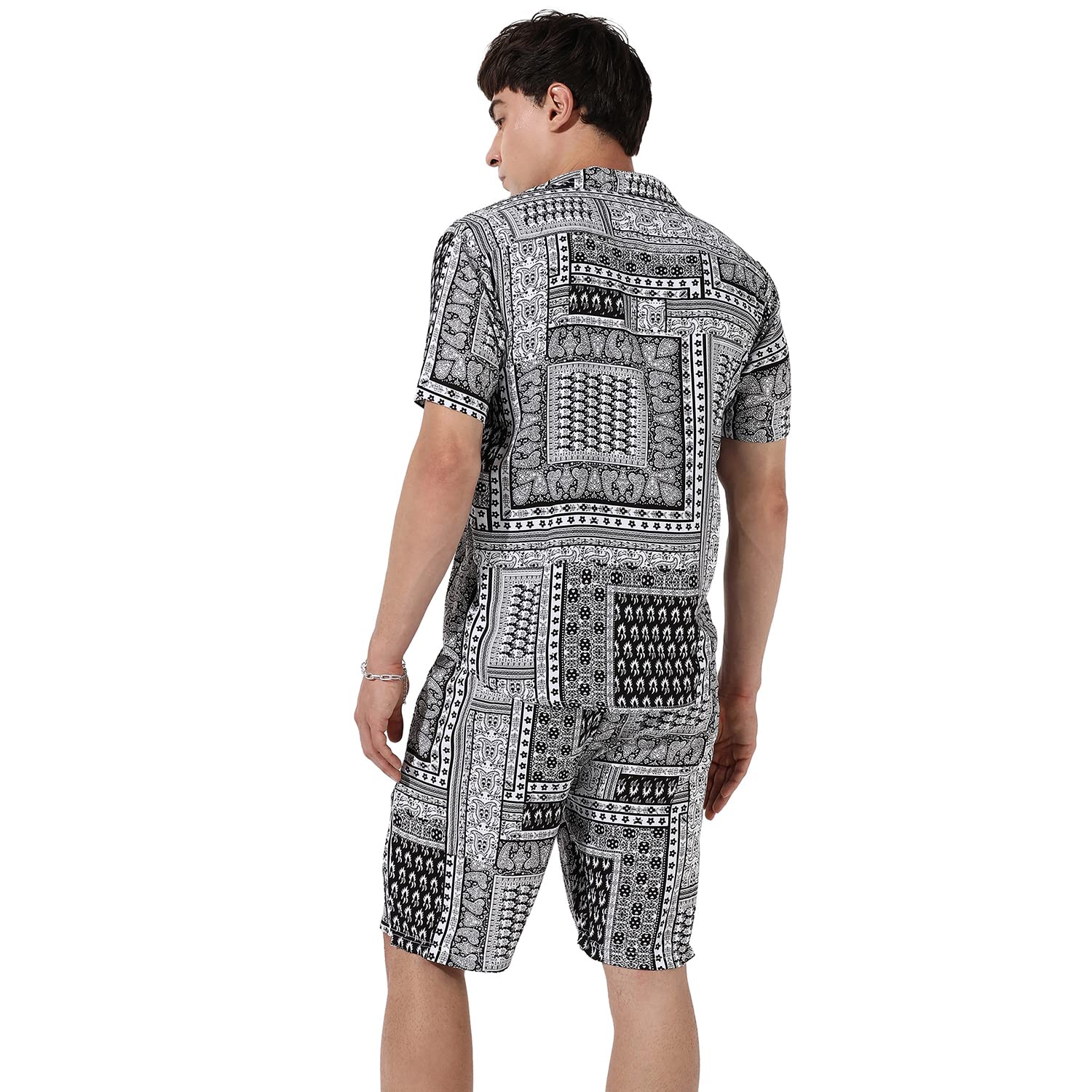 Campus Sutra Men's Multicolour Bohemian Print Co-Ord Set For Casual Wear | Cotton Rayon Fabric | Clothing Set Crafted With Comfort Fit & High Performance For Everyday Wear