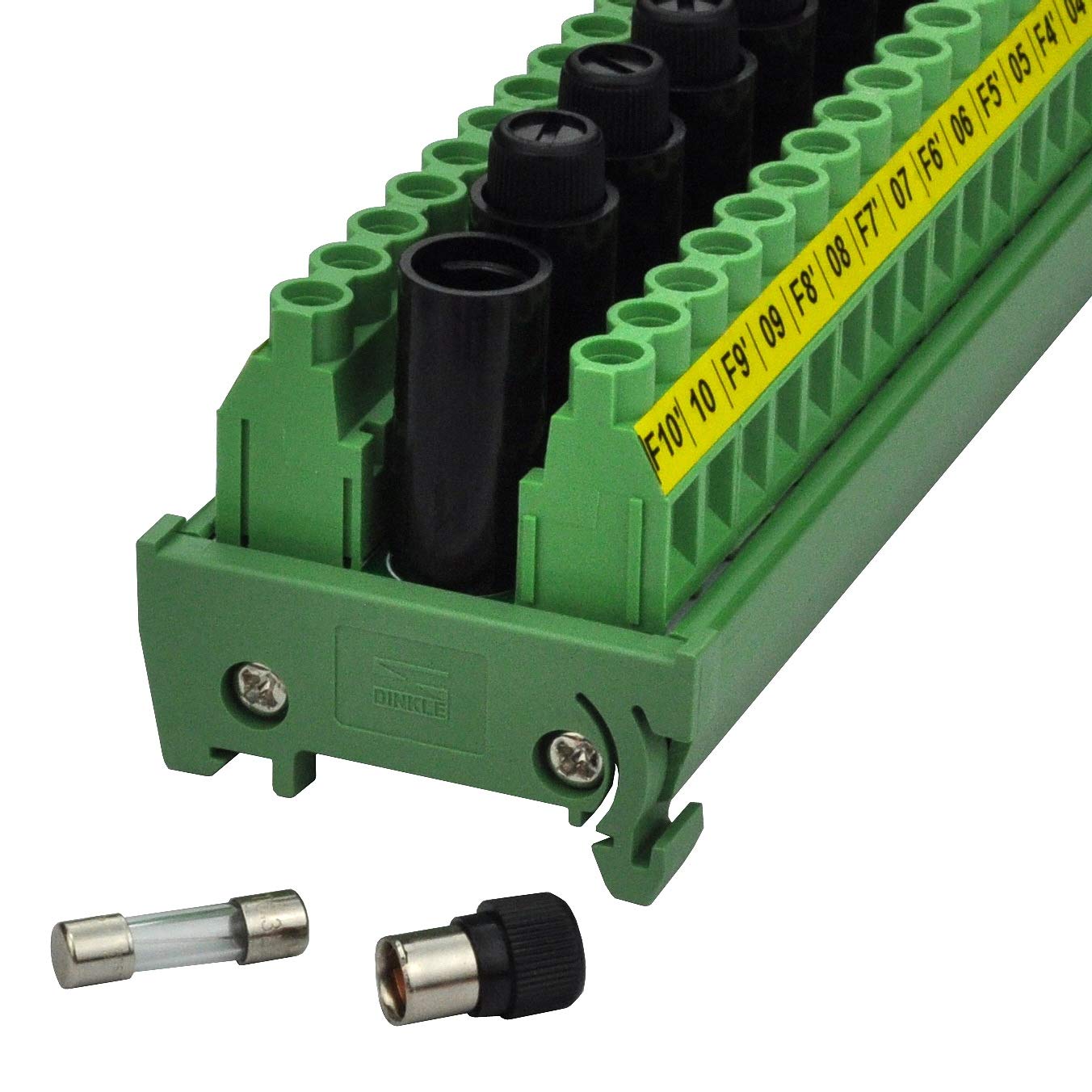 DIN Rail Mount 20 Position Screw Terminal Block Distribution Module with 10 Channel Fuses