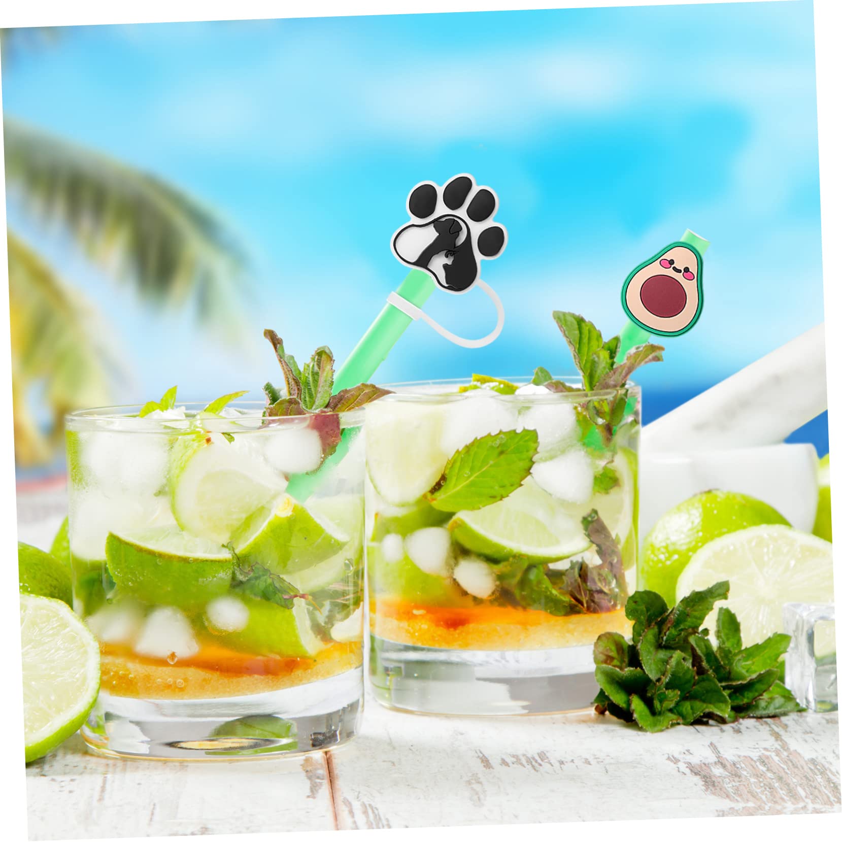 INOOMP 50piezas Adorables Tapas Para Sorbete Cubiertas Creativas De Diseño De Dibujos Animados Tapones Reutilizables Para Bebidas Accesorios Para Fiestas y Hogar