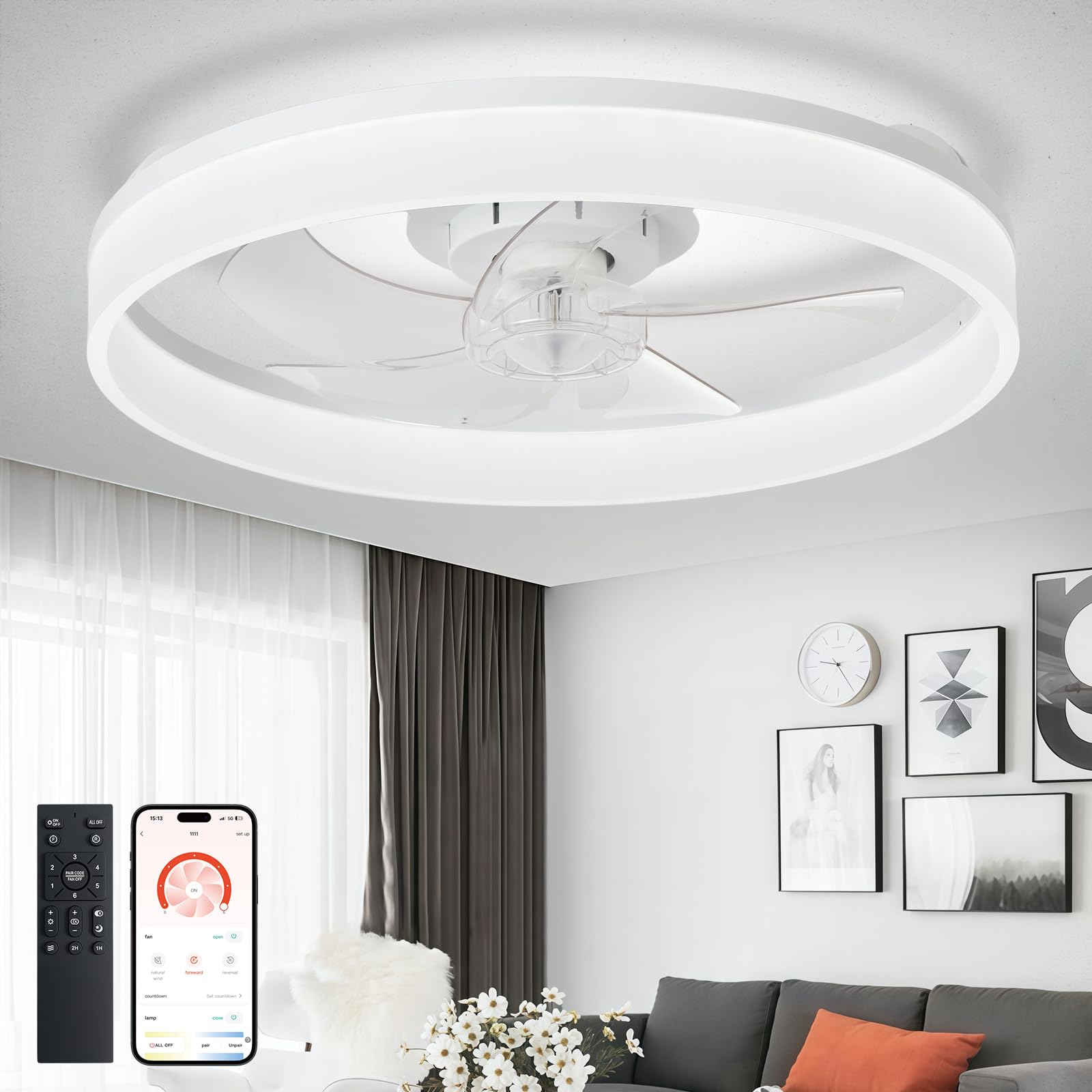 DLLT 20 inch Ceiling Fan with Light