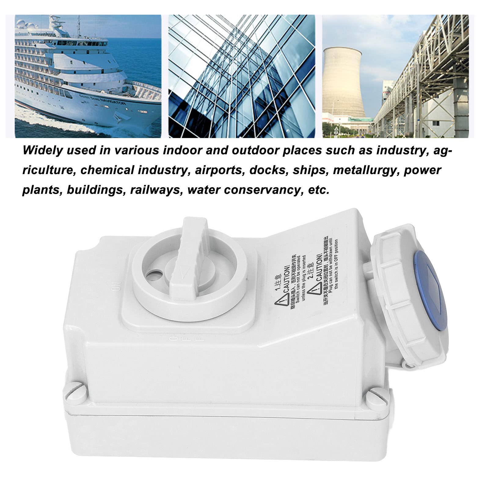 Presa Impermeabile da Esterno 32A Presa Interruttore di Interblocco a 3 Pin Presa di Bloccaggio Presa Elettrica Industriale Presa 220‑250 V