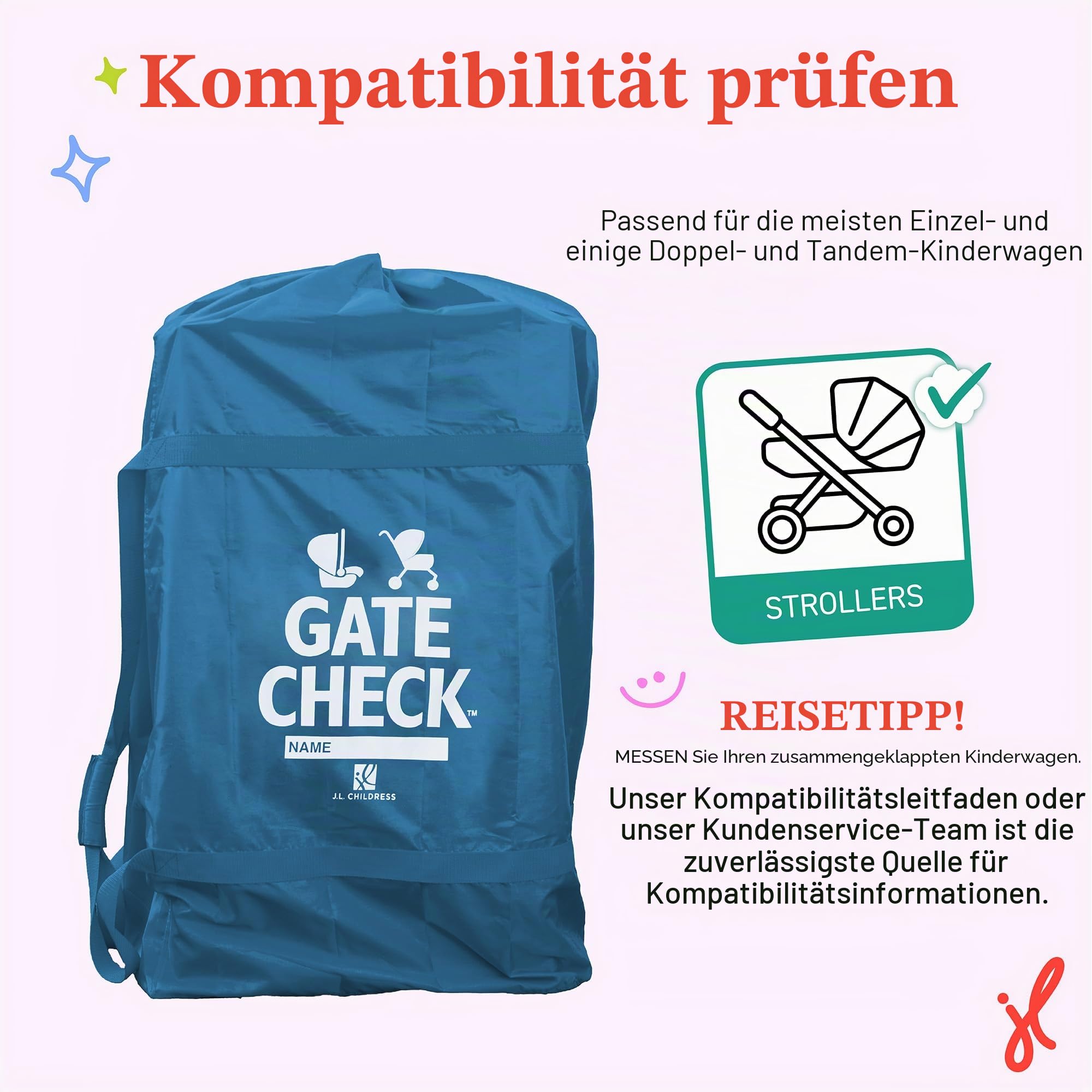 JL Childress Deluxe Gate Check Tasche für Autositze und Kinderwagen