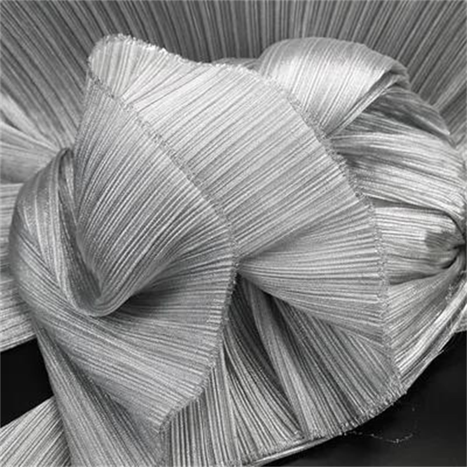 Tela de gasa plisada con perlas, 143cm de ancho plisado poliéster Multicolor varios tamaños vestidos costura escenario boda DIY(5,Straighten 2meters)