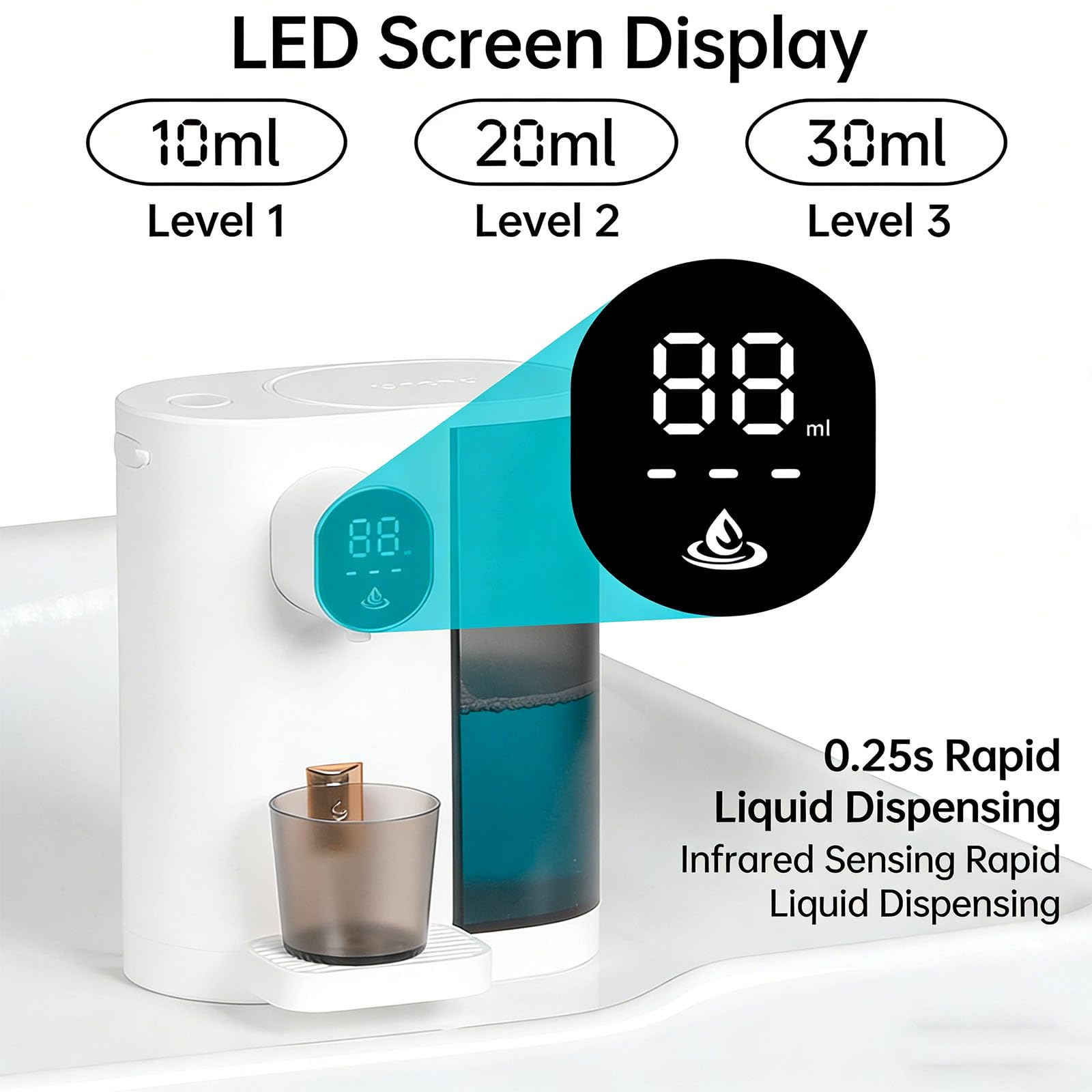 Dispositivo per collutorio intelligente touchless, con grande capacità da 600 ml e alimentazione ricaricabile, per uso domestico, prodotto per l'igiene verbale della famiglia