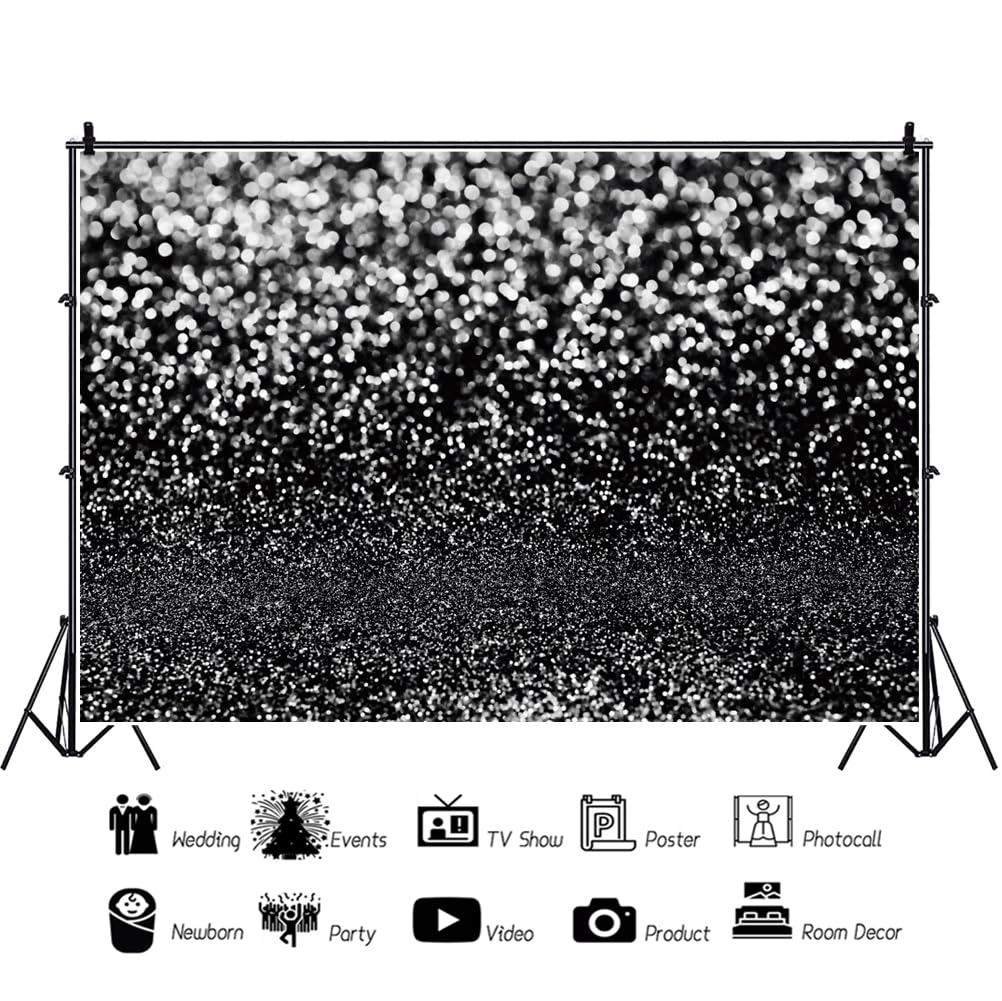 3x2m Nero Glitter Foto Sfondo Gradiente Colore Non Paillettes Moderno Astratto Fotografia Sfondo Festa di Compleanno Doccia Banner Foto Studio Oggetti di Scena