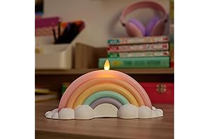 Luminara Pastel Crystal Rose Flameless Candle Rainbow Moving Flame LED Candle - 9.1" x 4.3"