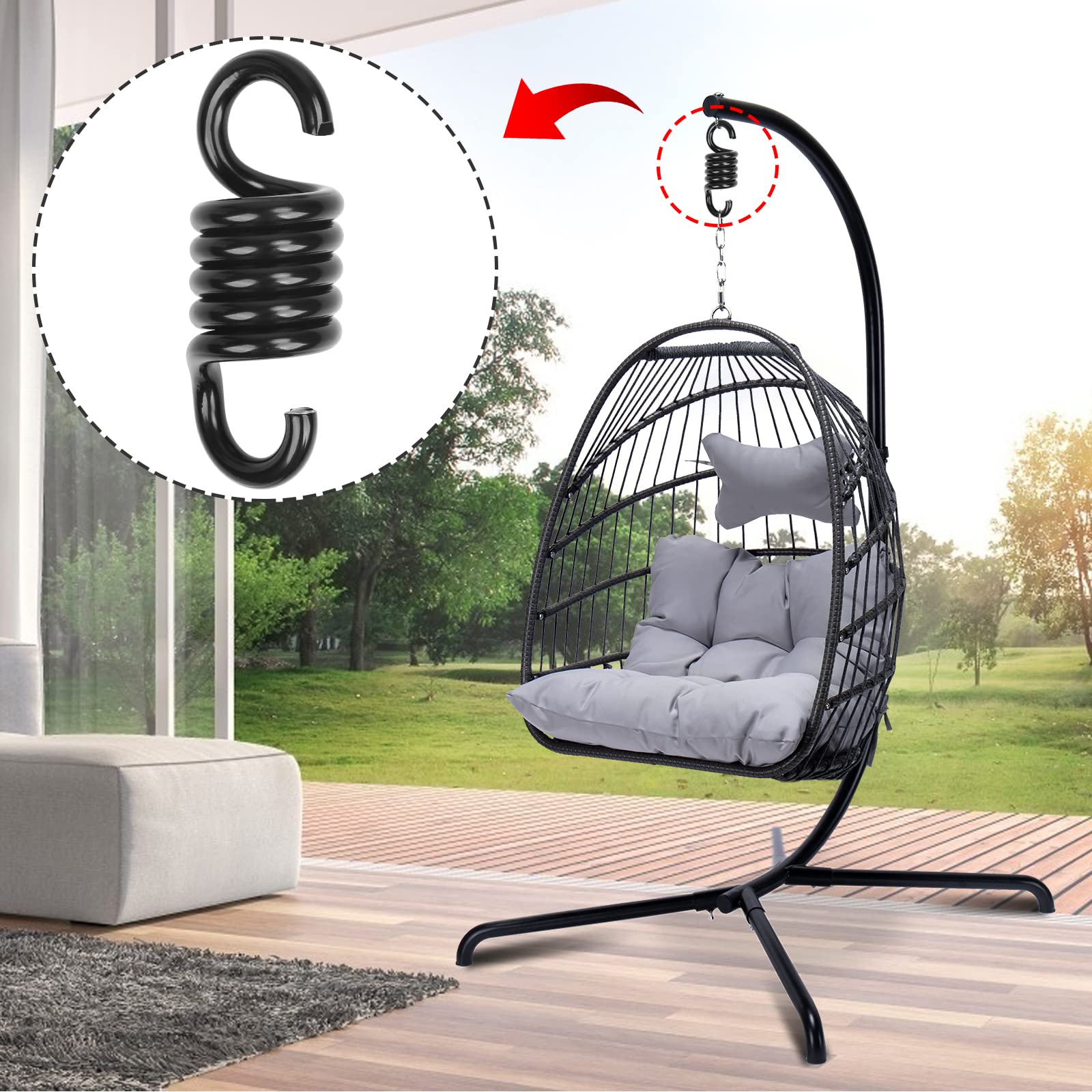 Zhongtou Resortes Columpio Soporte Silla Colgante Carga Mu00e1Xima De 100  Kg Muelle Para Hamaca Colgar Resorte De Acero Inoxidable, Para Silla